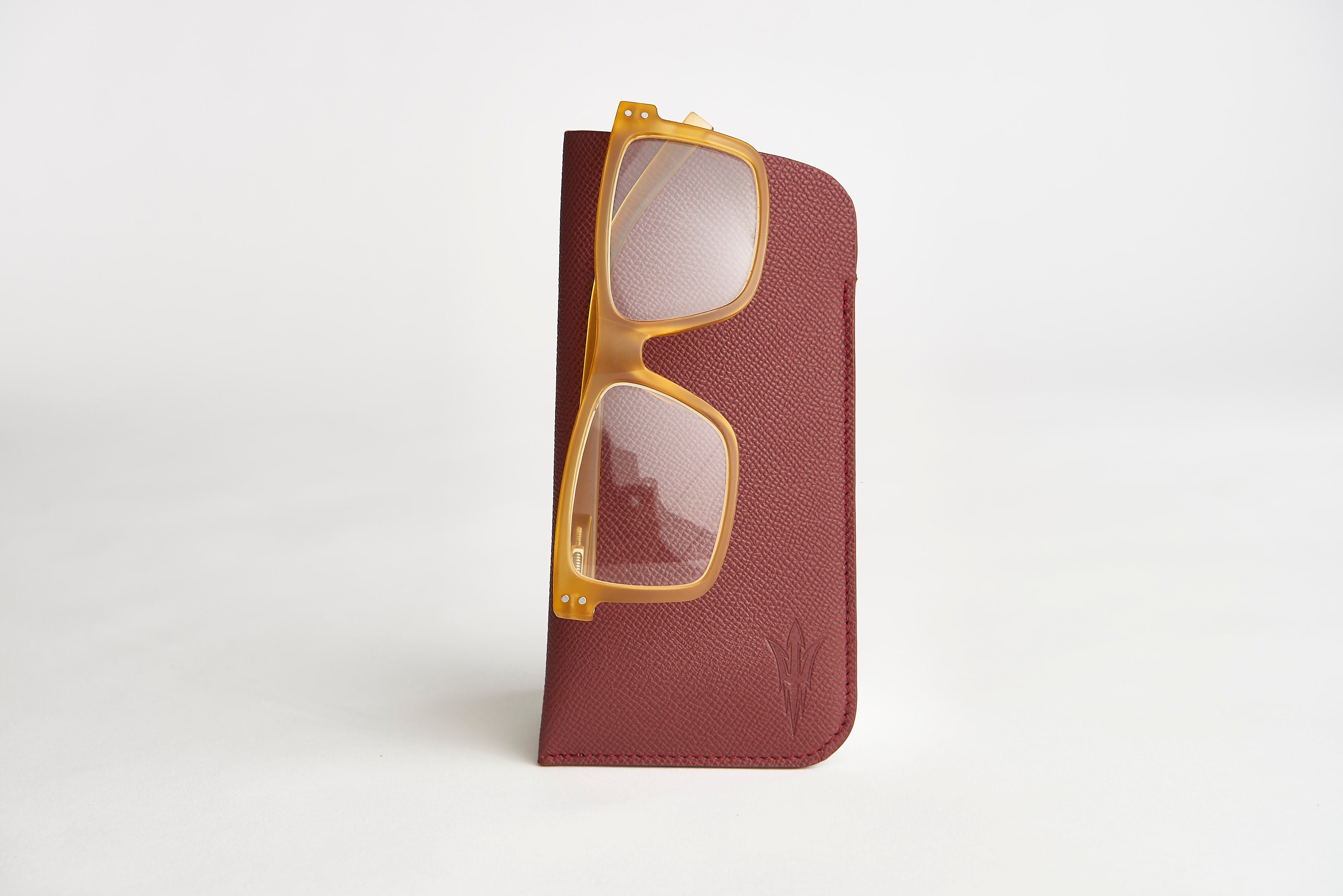 🔴 ASU Maroon Epsom Leather Sunglass Case Holder