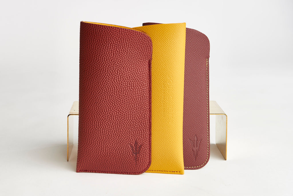 🔴 ASU Maroon Epsom Leather Sunglass Case Holder