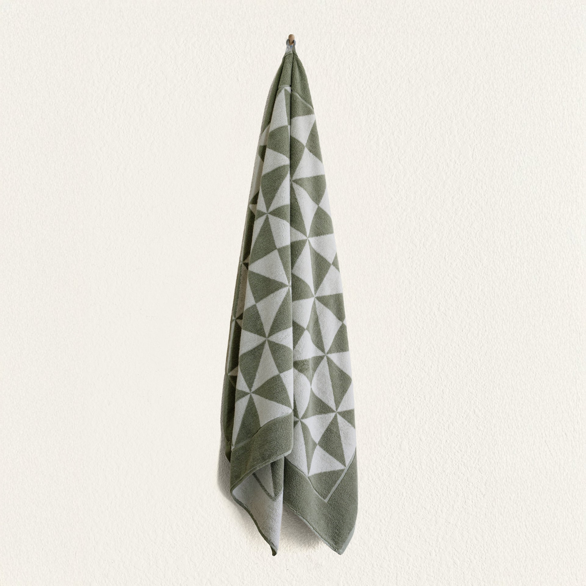 Sage Green Australian Cotton Geometric Bath Towel 600 GSM - Image 14