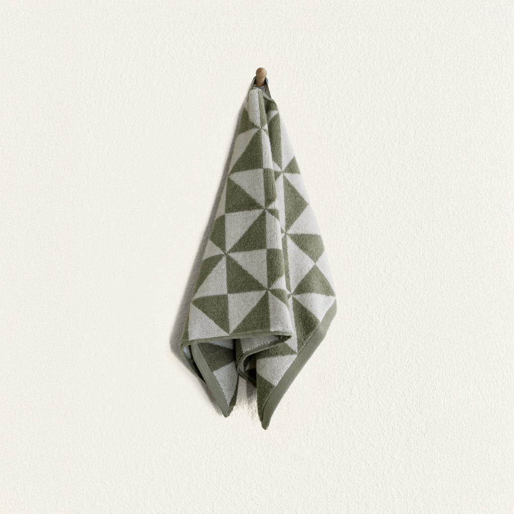 Sage Green Australian Cotton Geometric Bath Towel 600 GSM - Image 15