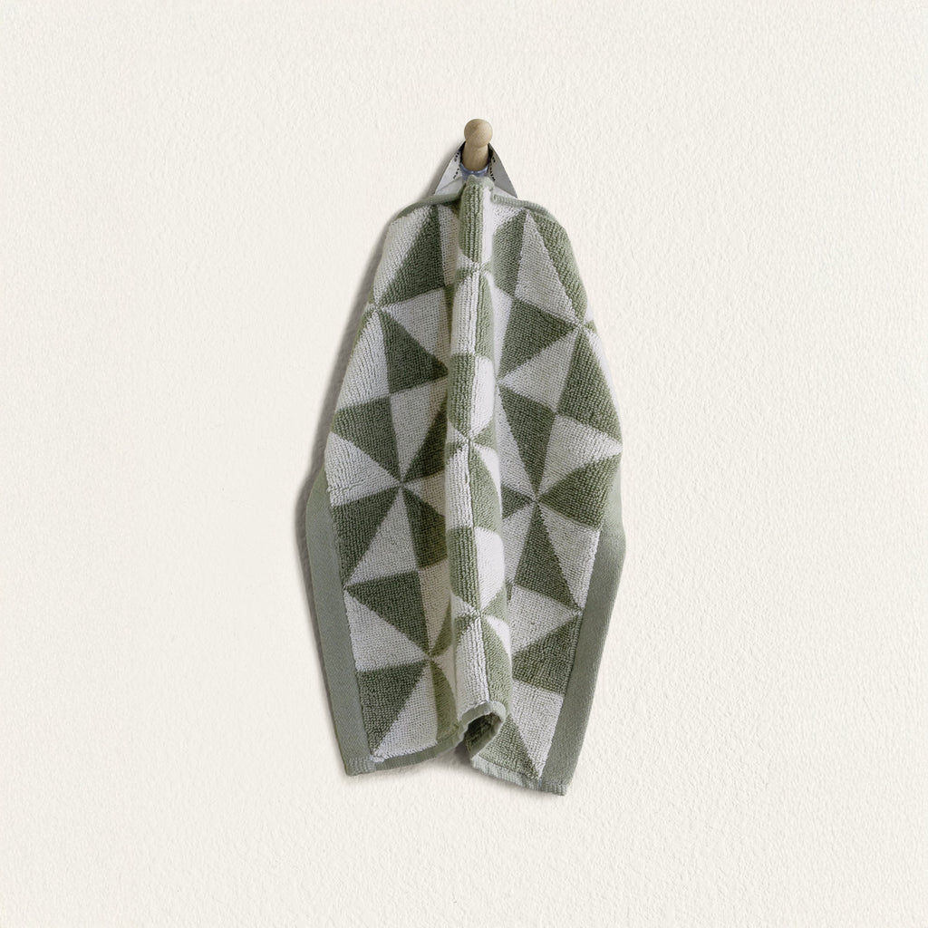 Sage Green Australian Cotton Geometric Bath Towel 600 GSM - Image 16