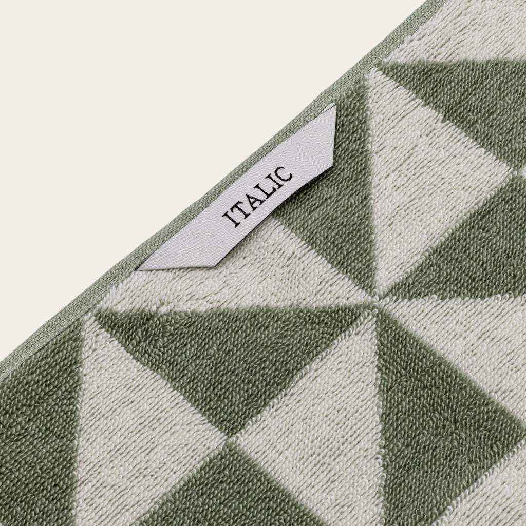 Sage Green Australian Cotton Geometric Bath Towel 600 GSM - Image 18