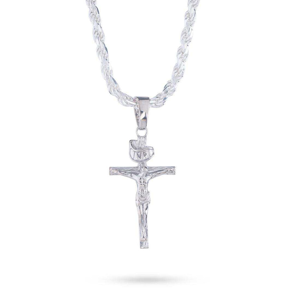 Jesus Crucifix Cross Pendant in 925 Sterling Silver