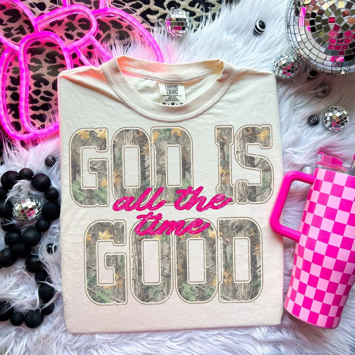 God Is Good All The Time Tee | Camo Graphic Shirt | Christian Country Tee | Western Faith Shirt | Comfort Colors Graphic Tee