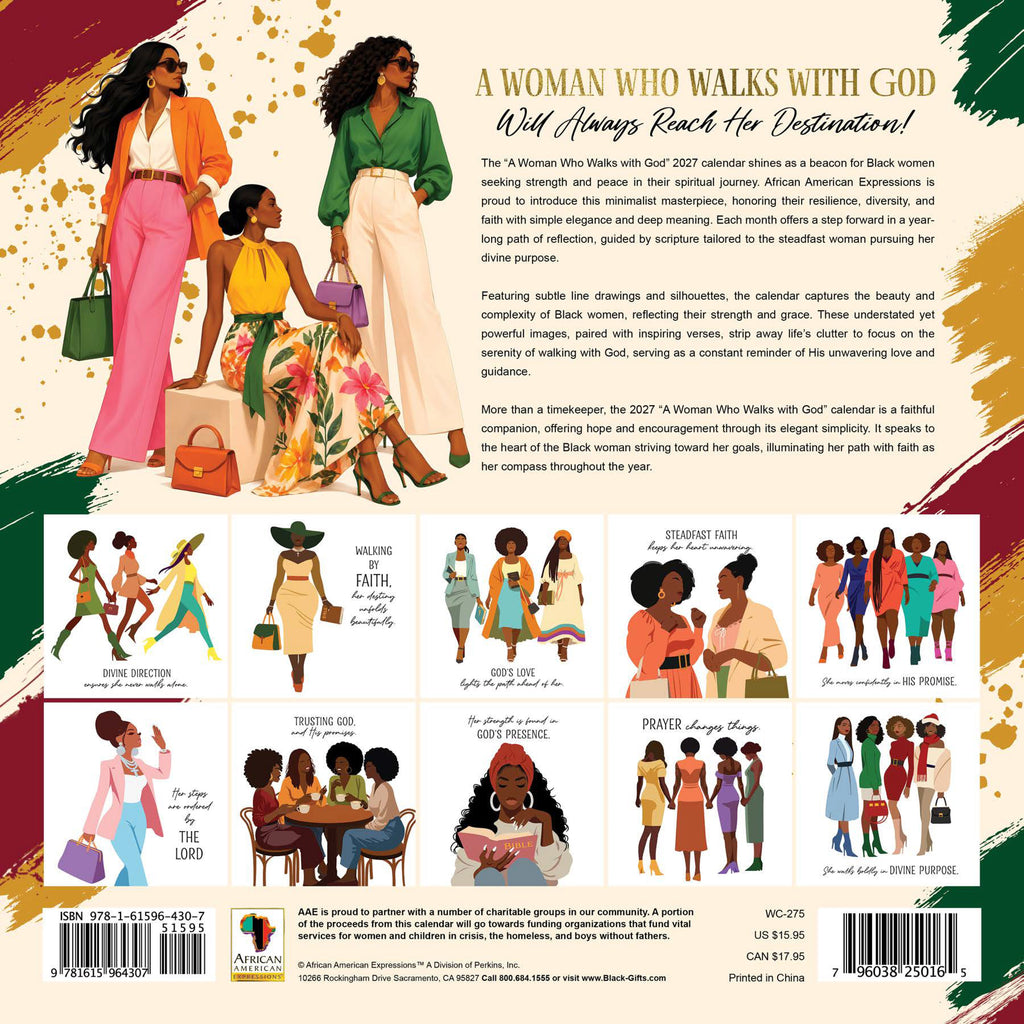 2027 A Woman Who Walks With God Afrocentric Wall Calendar