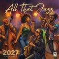 2027 All That Jazz wall calendar hanging on a wall as decor.