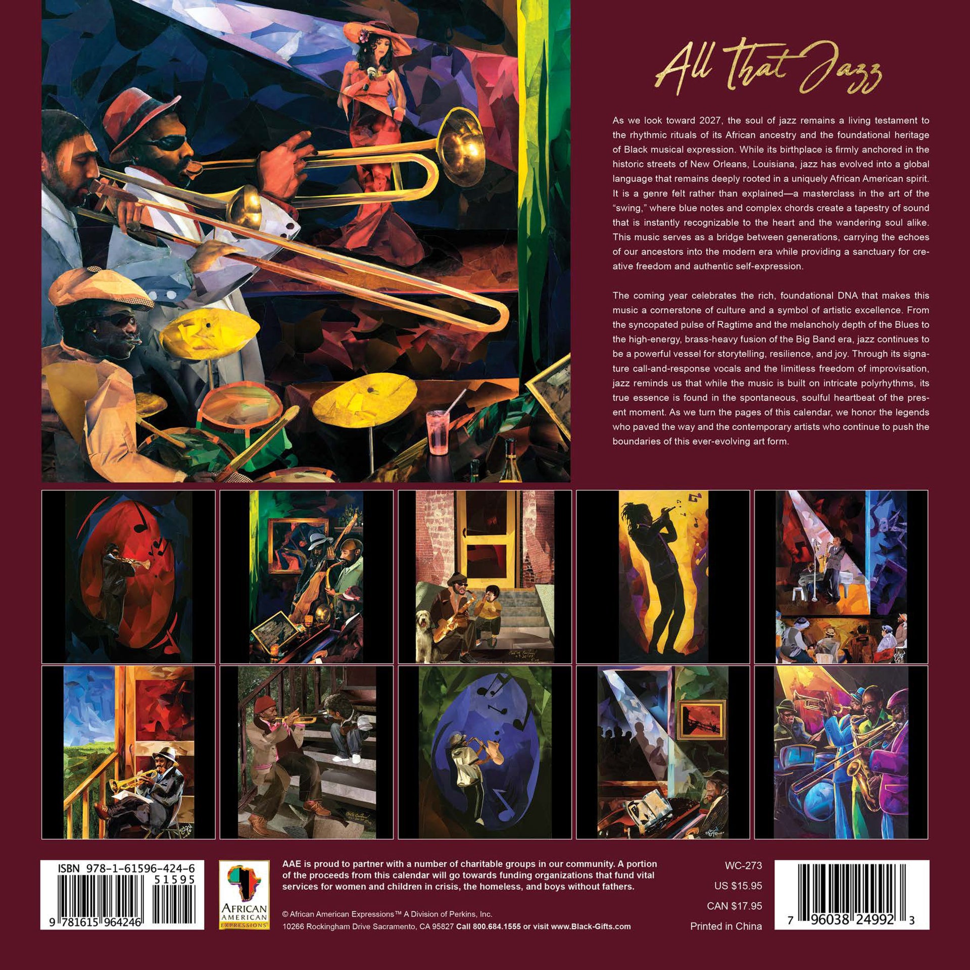 2027 All That Jazz Wall Calendar Monthly Planner Organizer