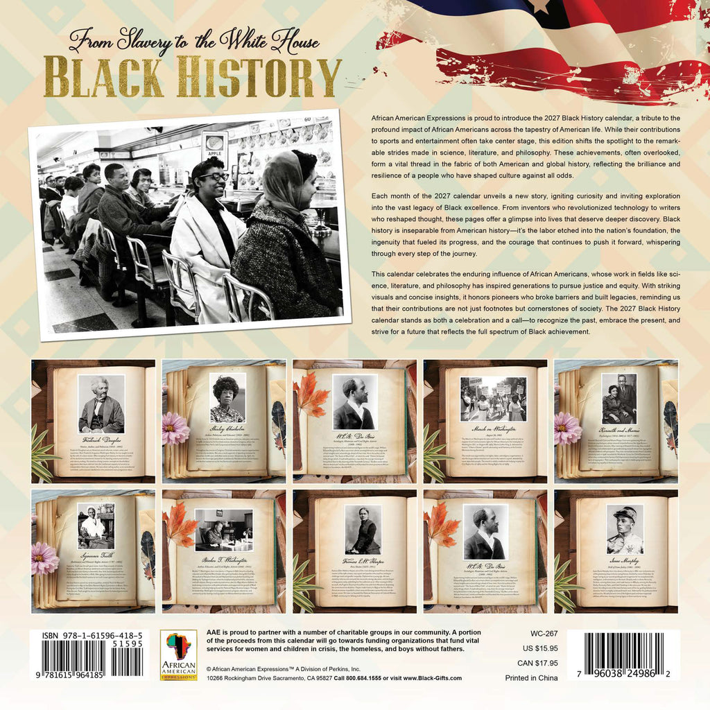 2027 Black History Wall Calendar - Inspirational Afrocentric Art