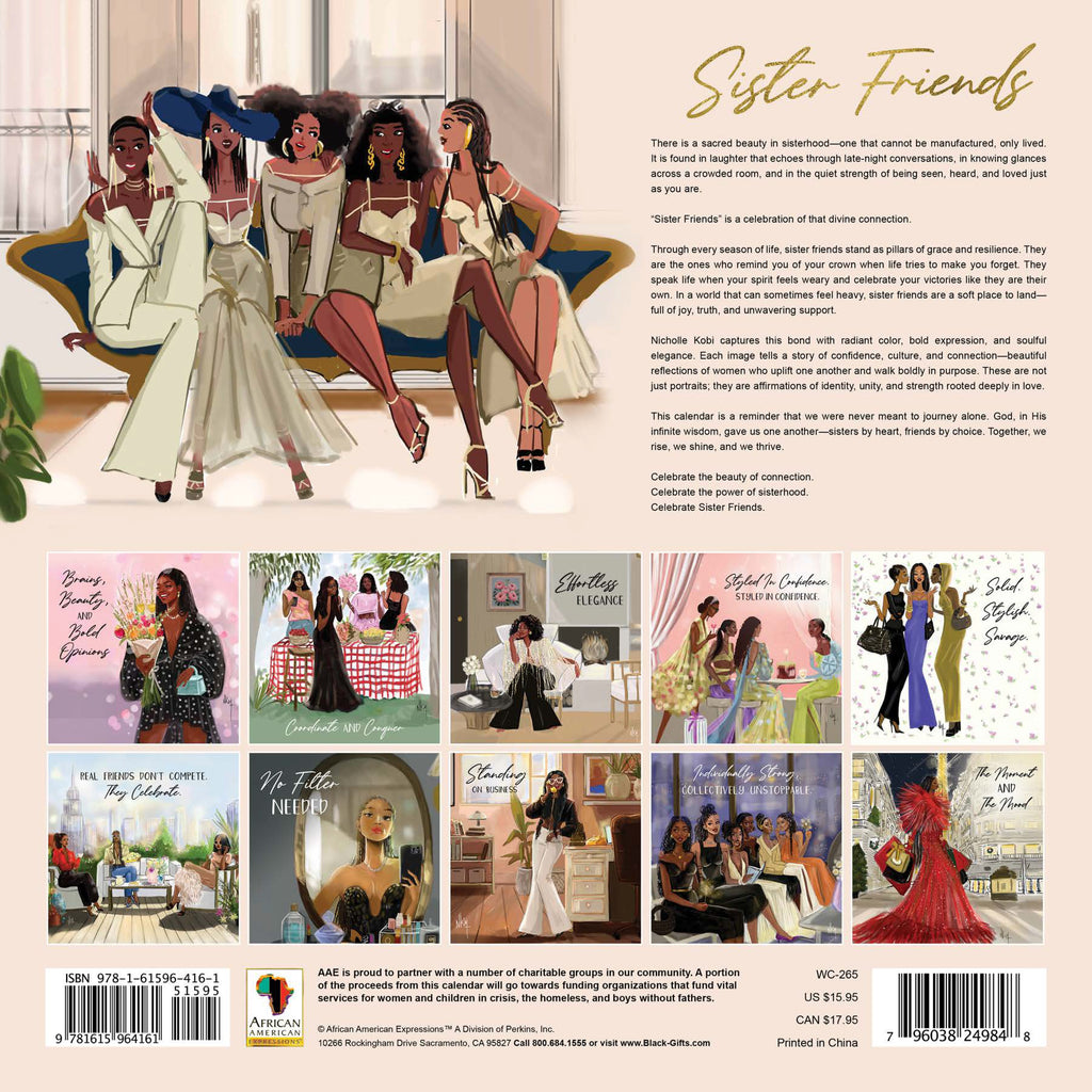 2027 Sister Friends Wall Calendar - Empowering Afrocentric Decor