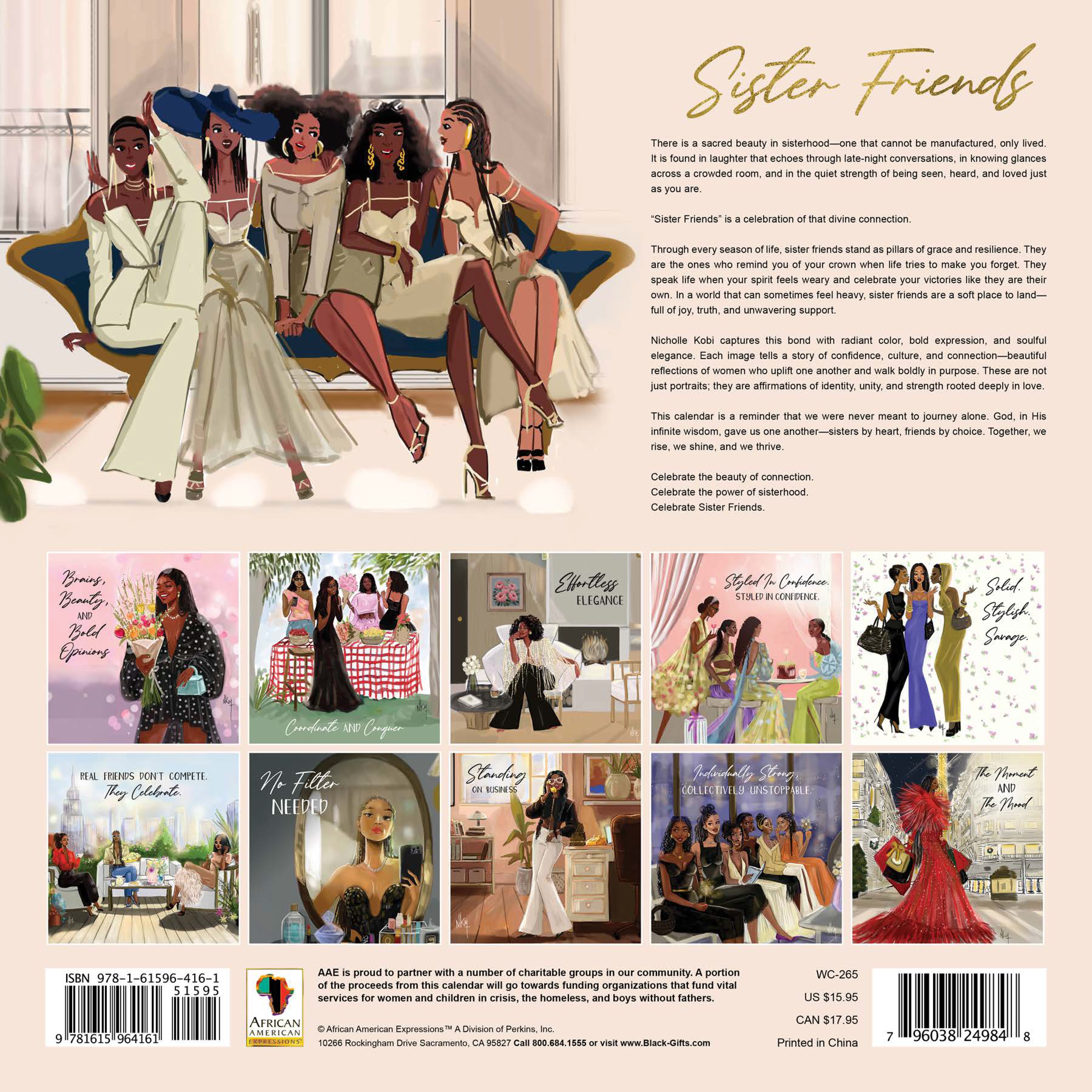 2027 Sister Friends Wall Calendar - Empowering Afrocentric Decor