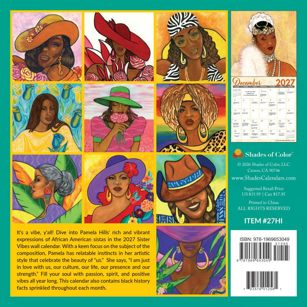 Sister Vibes 2027 Wall Calendar African American Art Decor