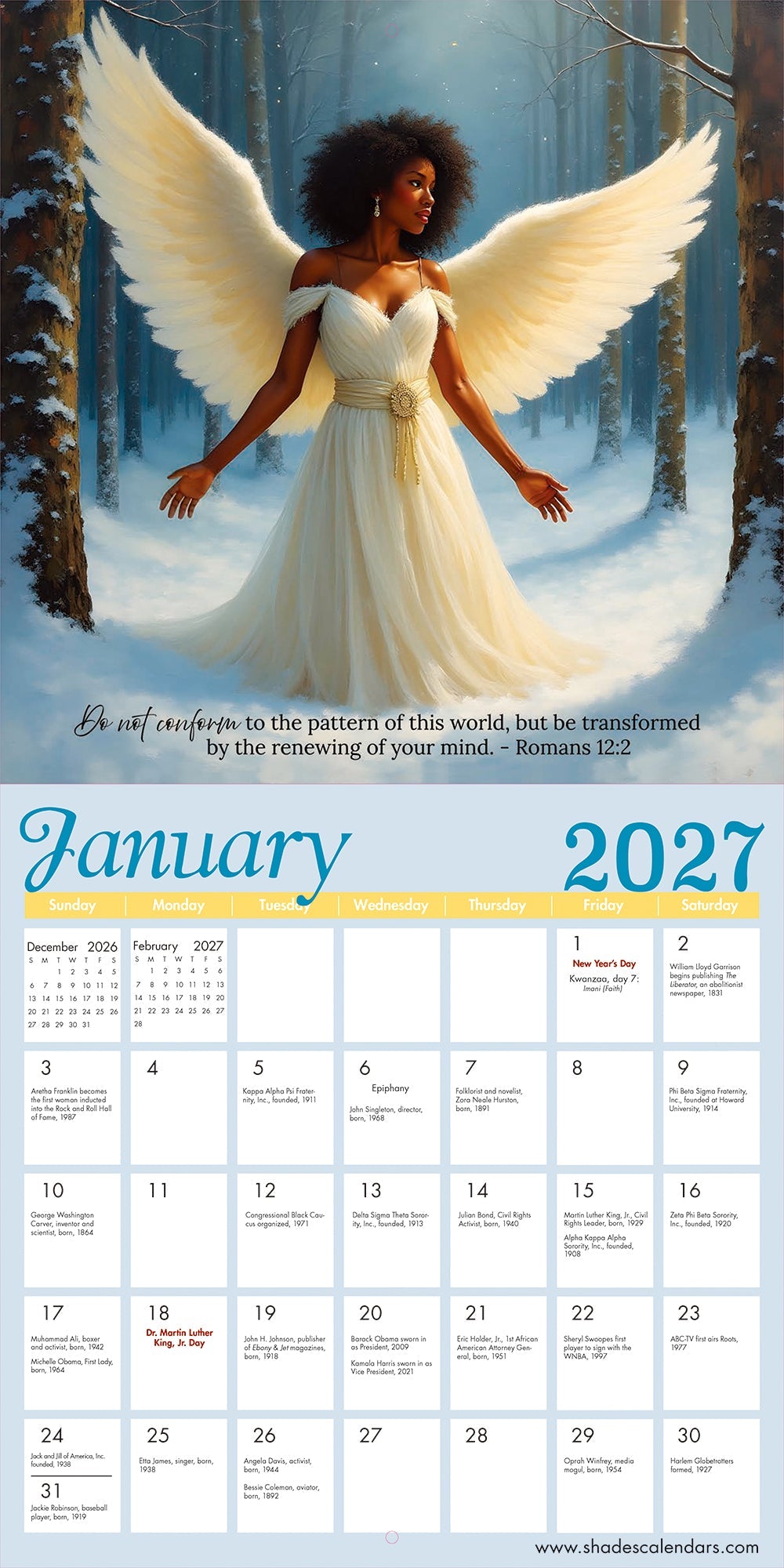 2027 Angelic Light Wall Calendar