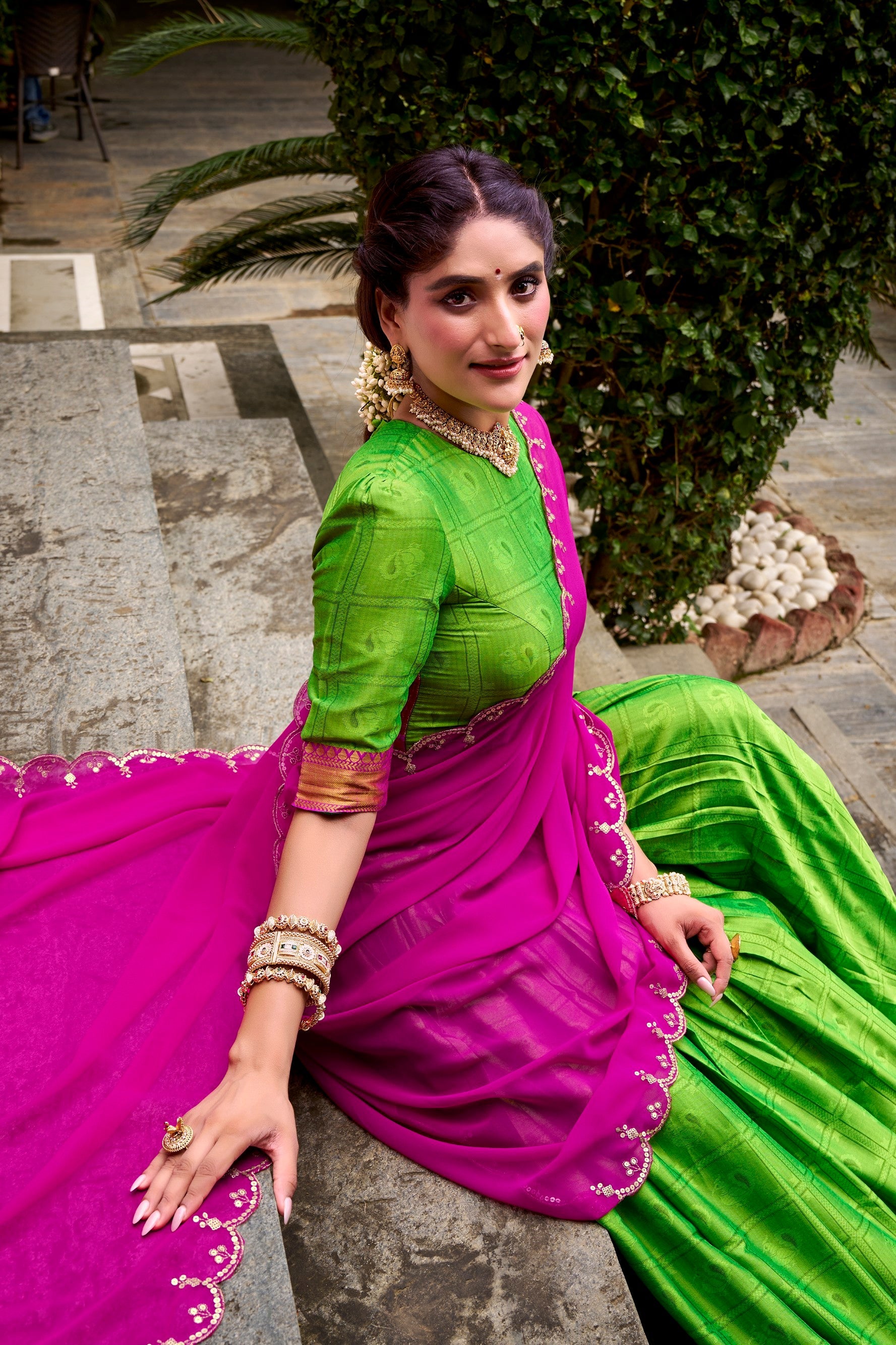 Lorenvalley Fashion Parrot Green Poly Cotton Zari Weaving Work Lehenga Choli with Dupatta