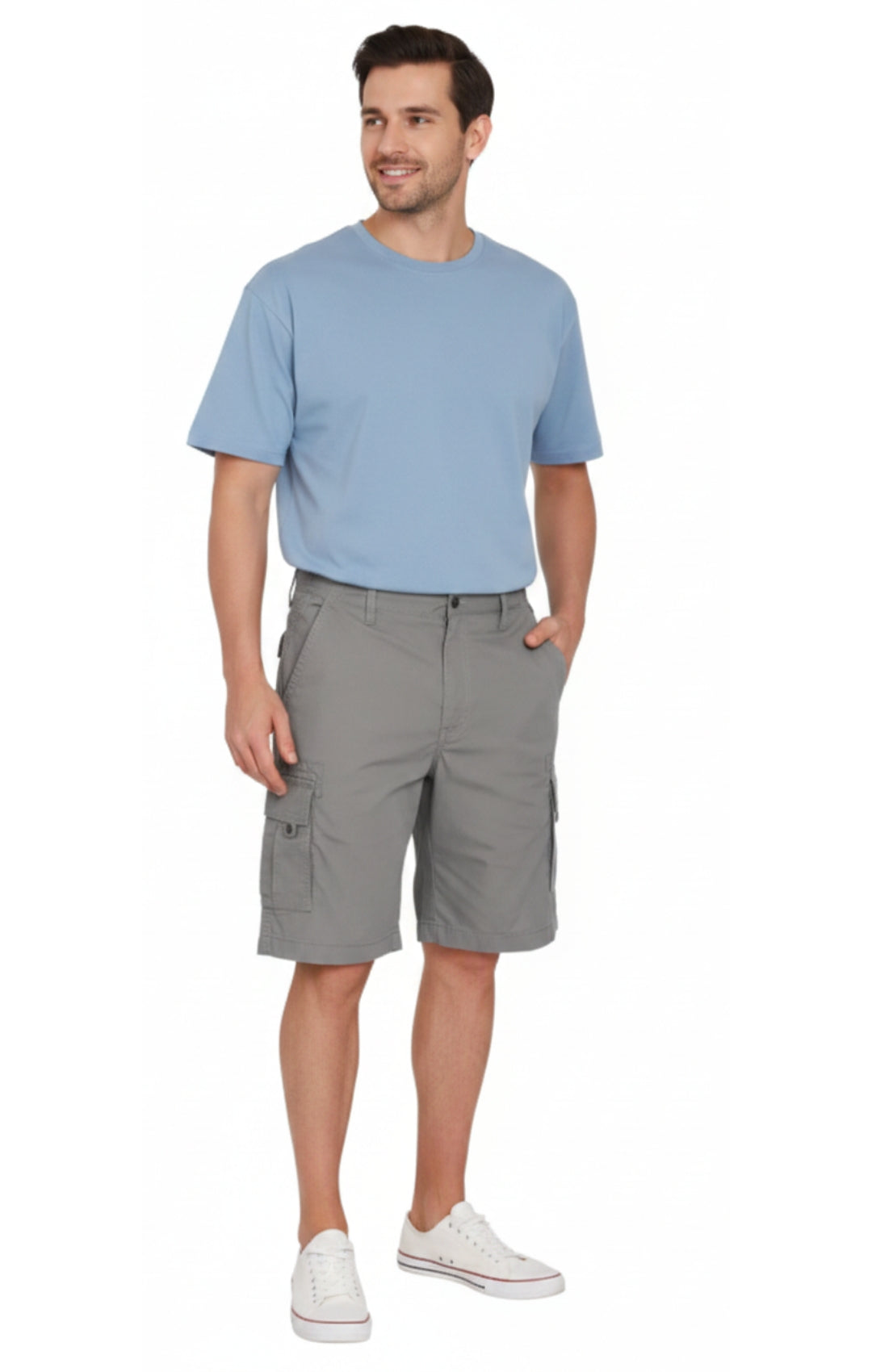 Men's Elastic Waist Cargo Shorts with Multi-Pocket Utility Design