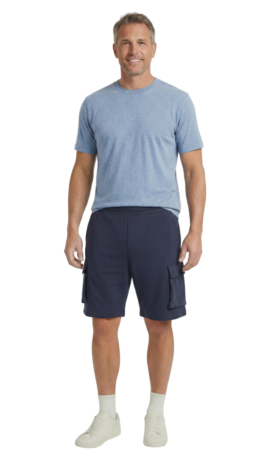Men's Fleece Cargo Shorts – Relaxed Fit Elastic Waist Utility
