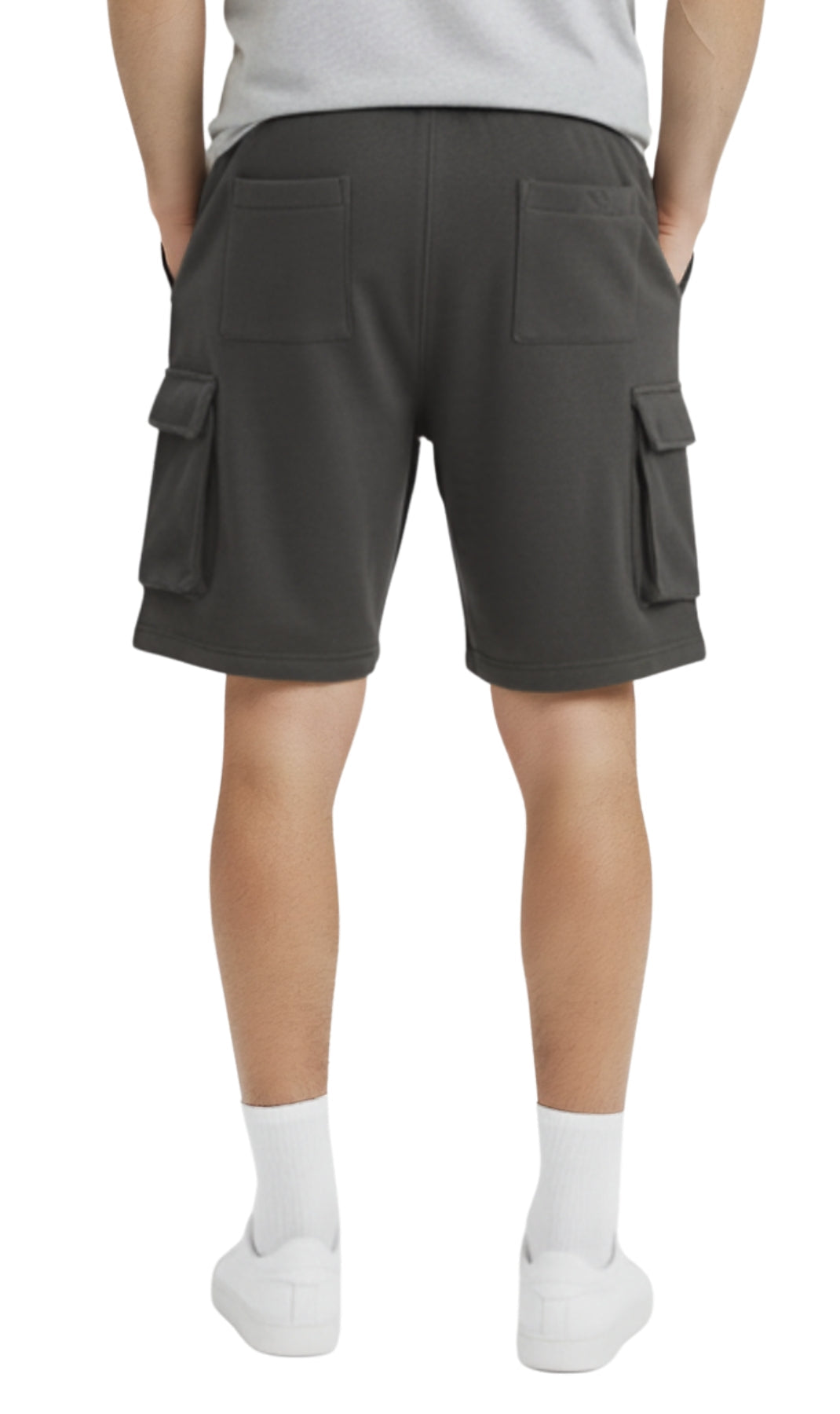 Men's Fleece Cargo Shorts – Relaxed Fit Elastic Waist Utility