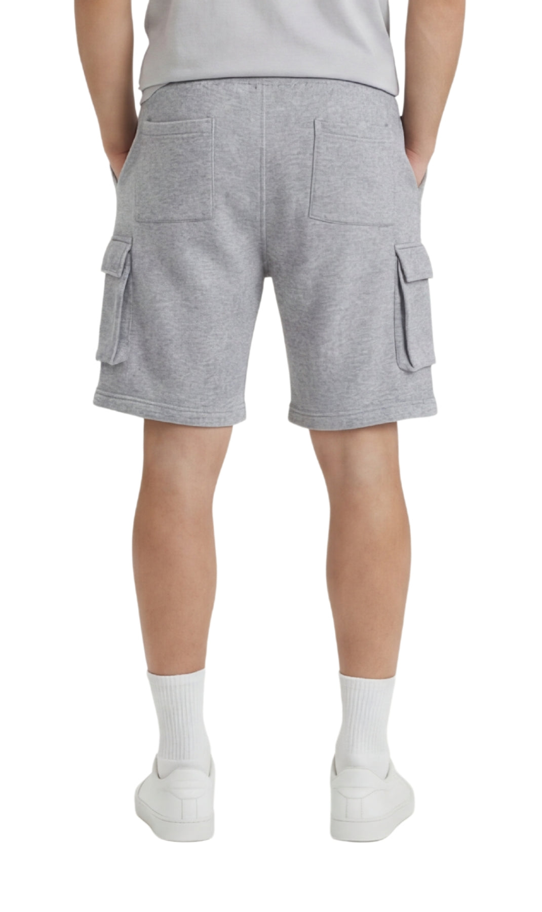 Men's Fleece Cargo Shorts – Relaxed Fit Elastic Waist Utility