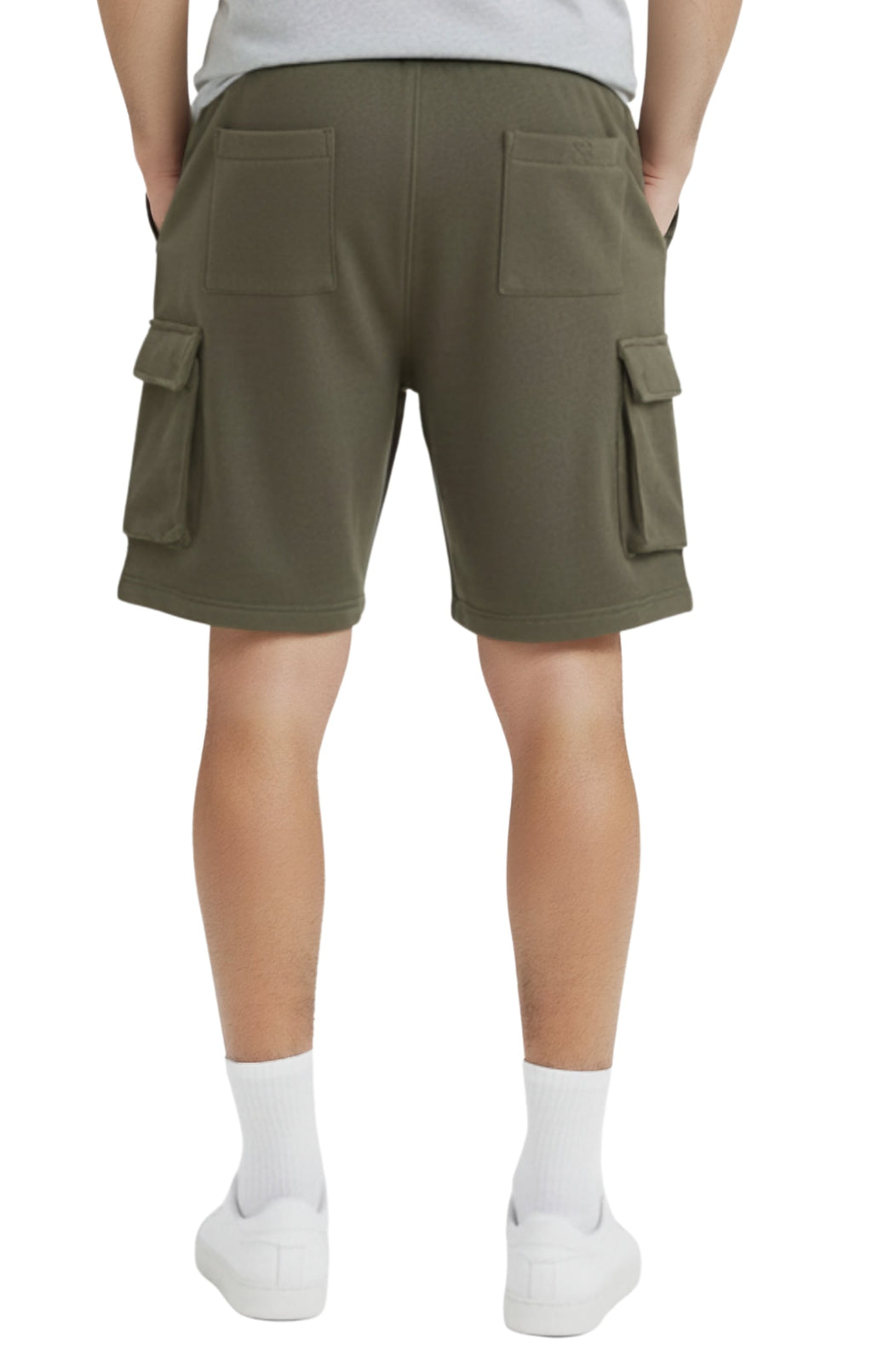 Men's Fleece Cargo Shorts – Relaxed Fit Elastic Waist Utility