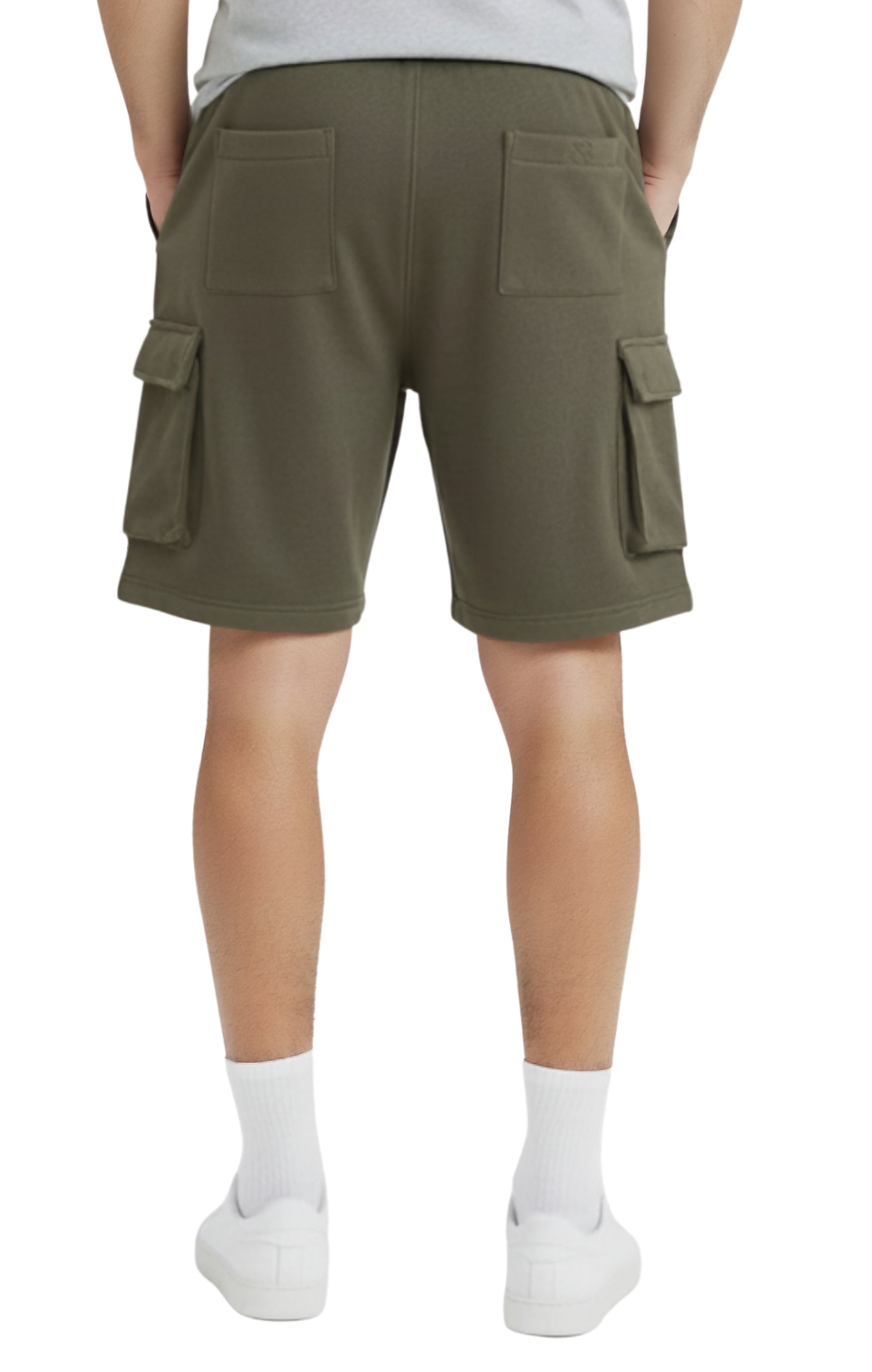 Men's Fleece Cargo Shorts – Relaxed Fit Elastic Waist Utility