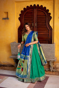 Lorenvalley Fashion Teal Soft Silk Paithani Zari Weaving Work With Sequins and Thread Embroidery Scallop Lace Border Lehenga Choli with Dupatta