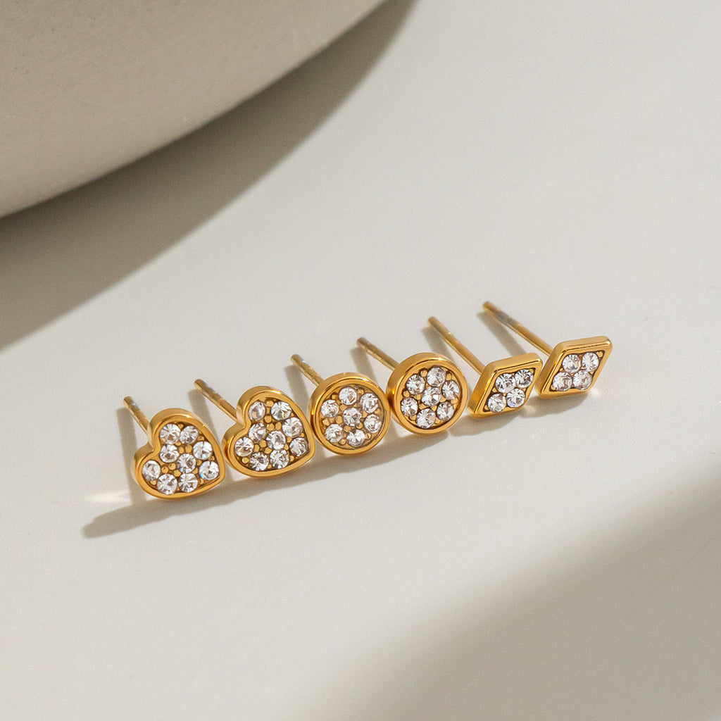 Dainty 18k Gold studded Stainless Steel Earrings