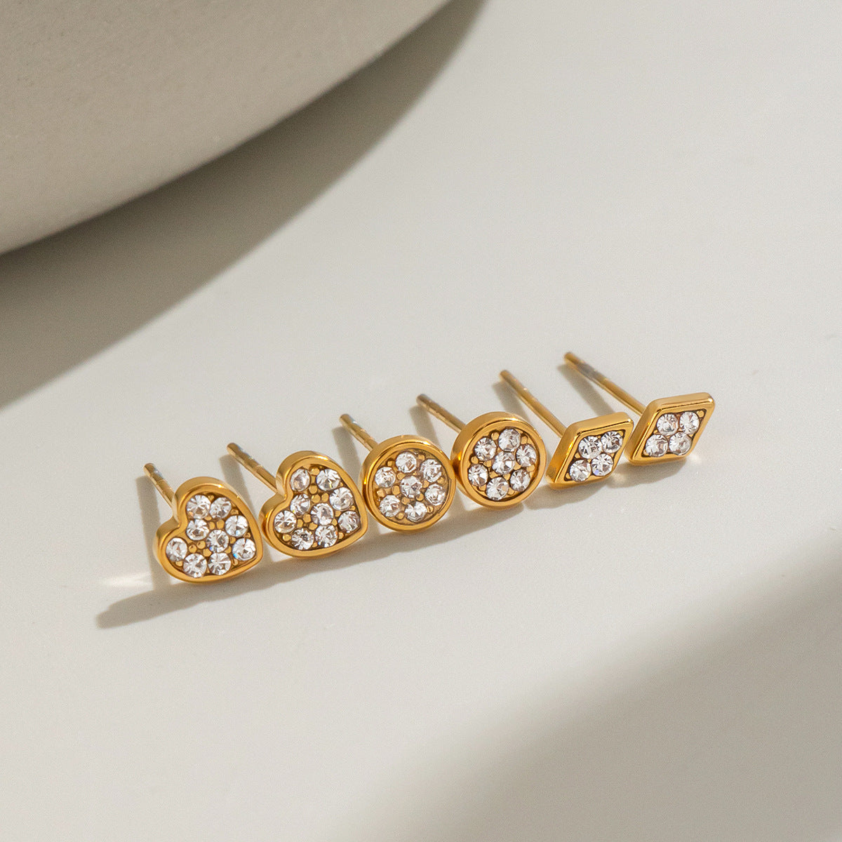 Dainty 18k Gold studded Stainless Steel Earrings
