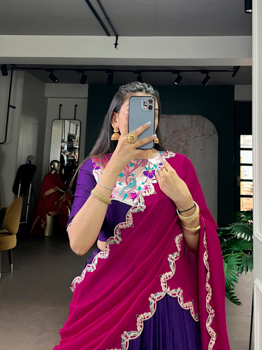 Purple Naysha Silk Sequins and Thread Embroidered Lehenga Choli