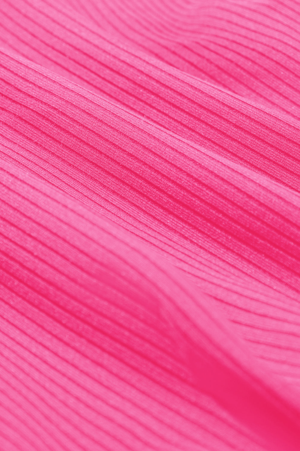 Bright Pink Color Block Ribbed Swim Dress with Pockets