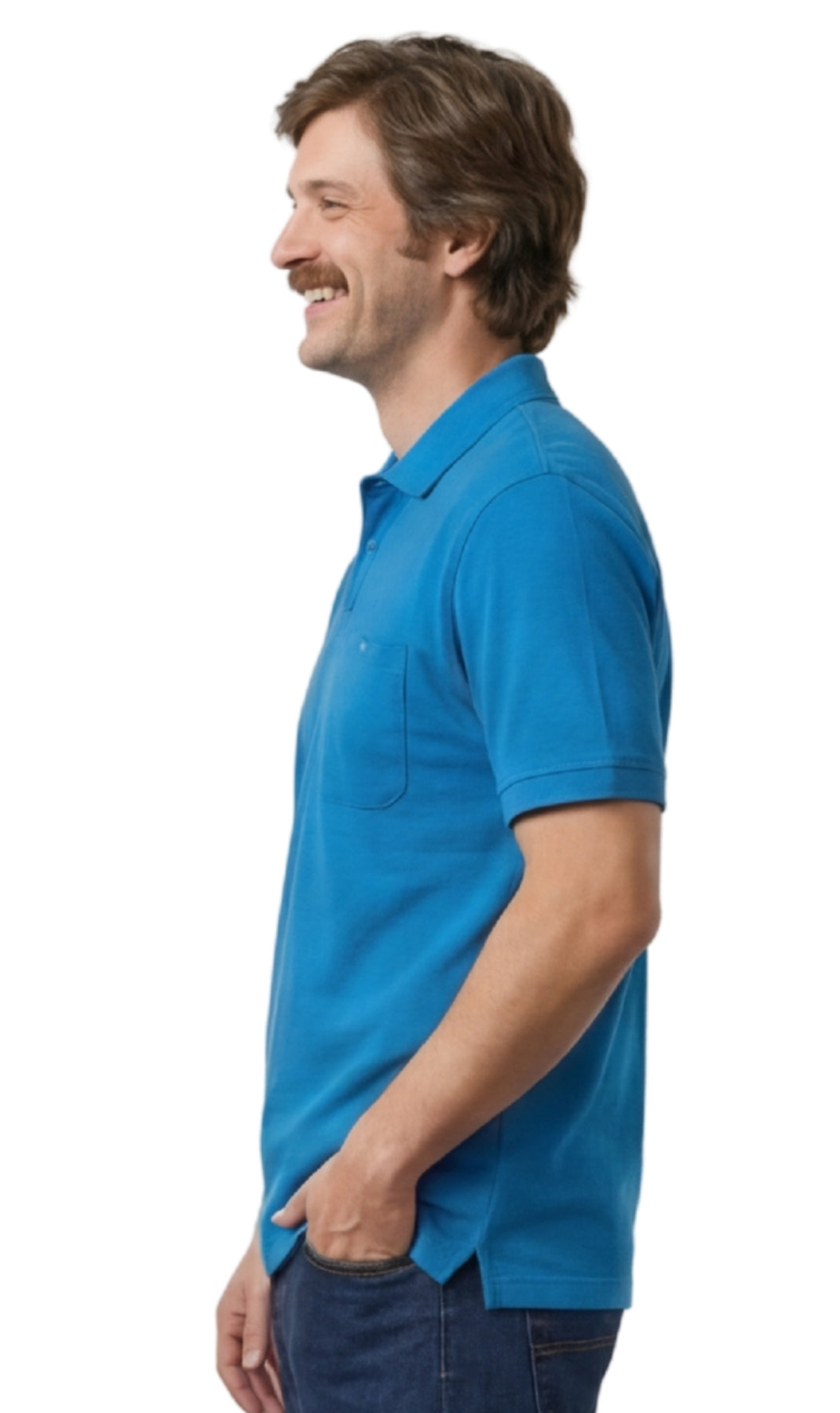 Men's Short Sleeve Pique Polo Shirt with Chest Pocket - Regular Fit