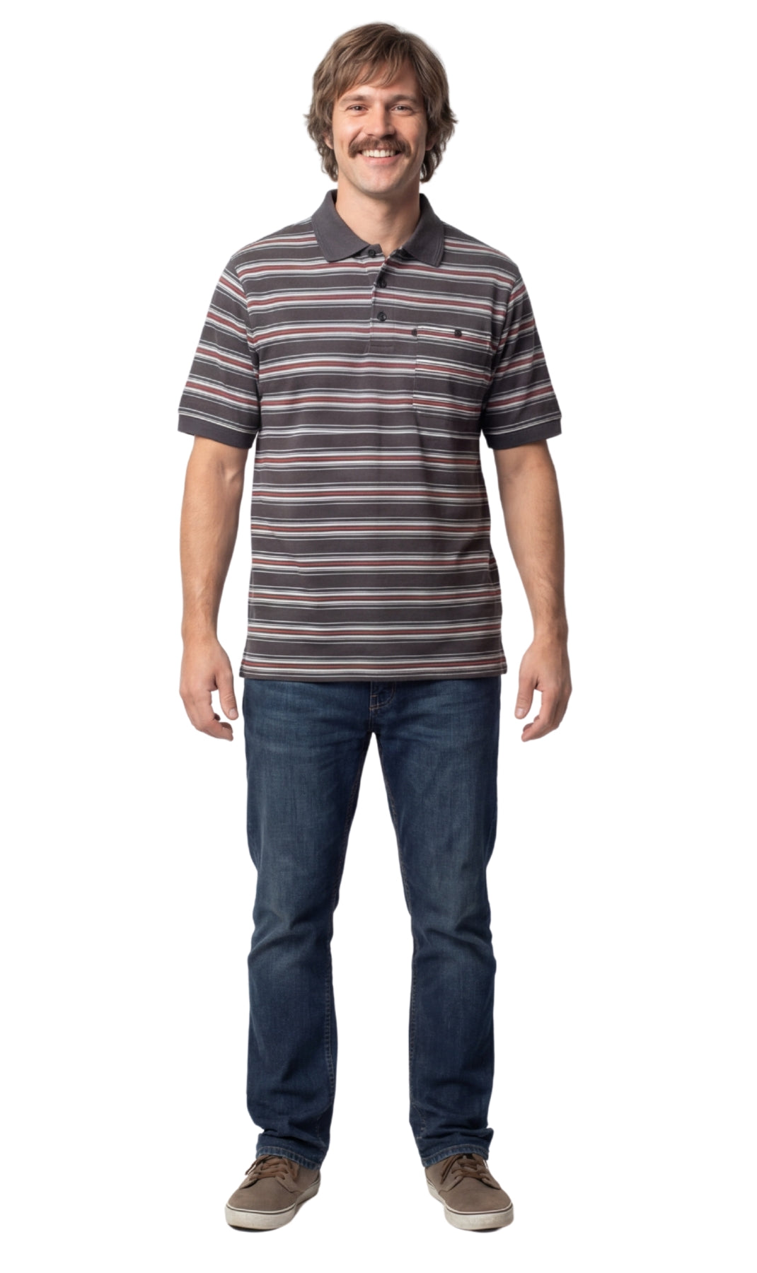 Men's Short Sleeve Pique Polo Shirt with Chest Pocket - Regular Fit