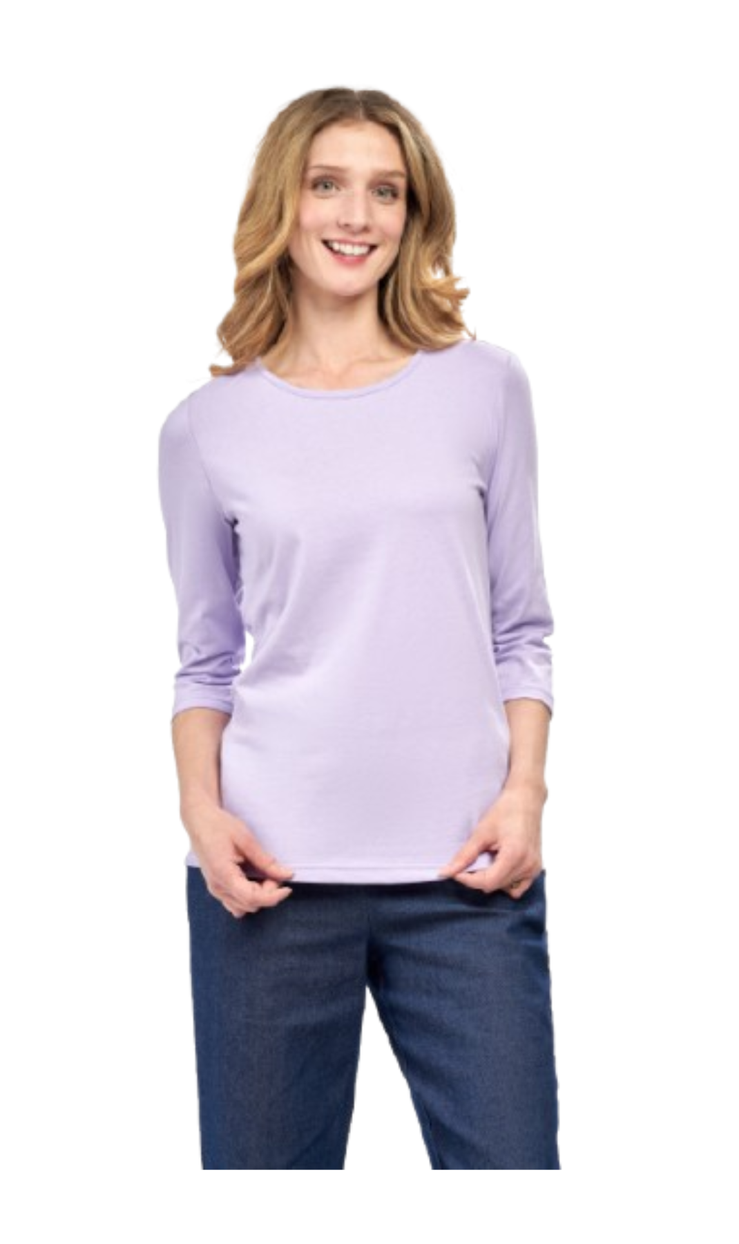 Women's 3/4 Sleeve Crew Neck Jersey Knit Top
