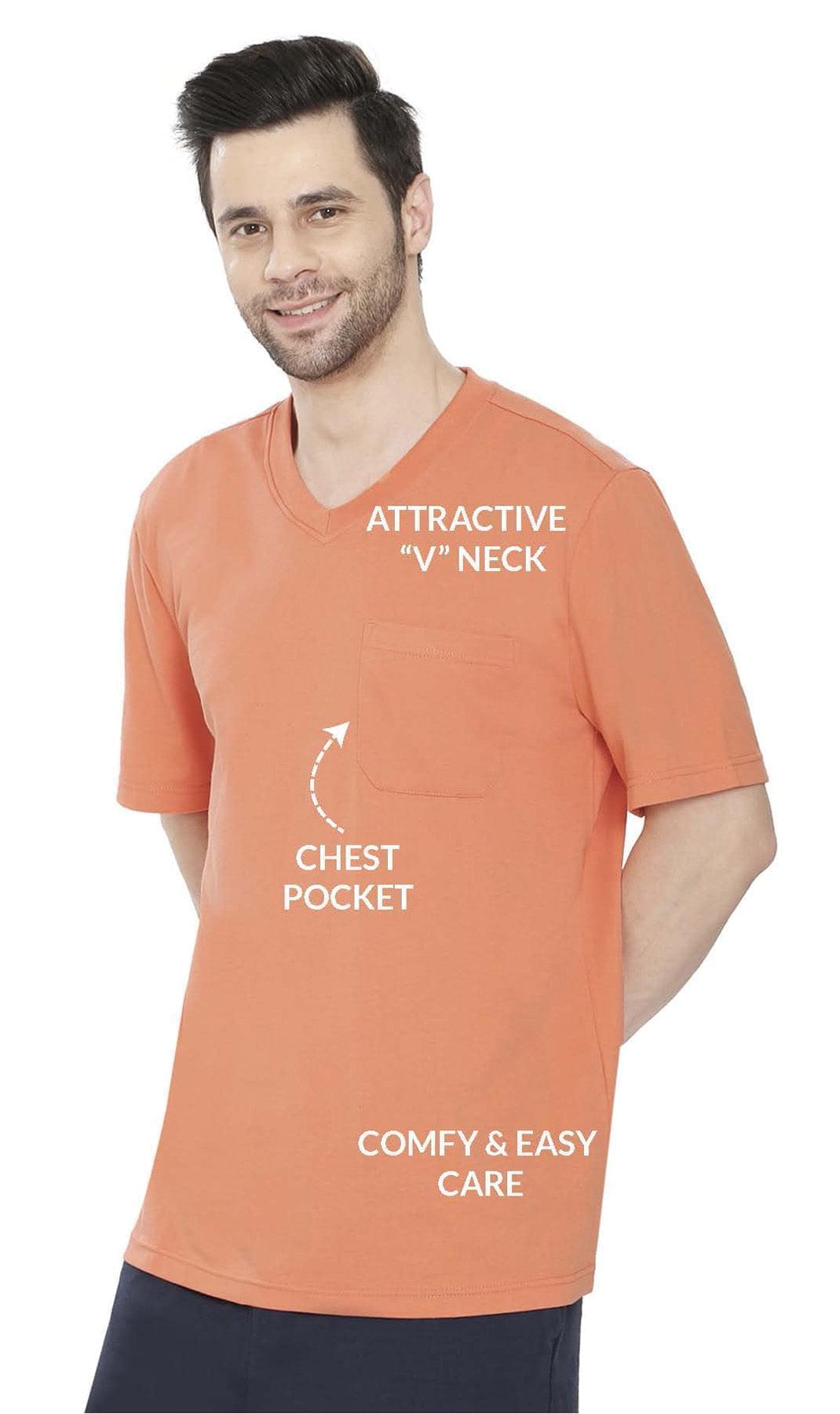Men's Heavyweight V-Neck T-Shirt with Chest Pocket