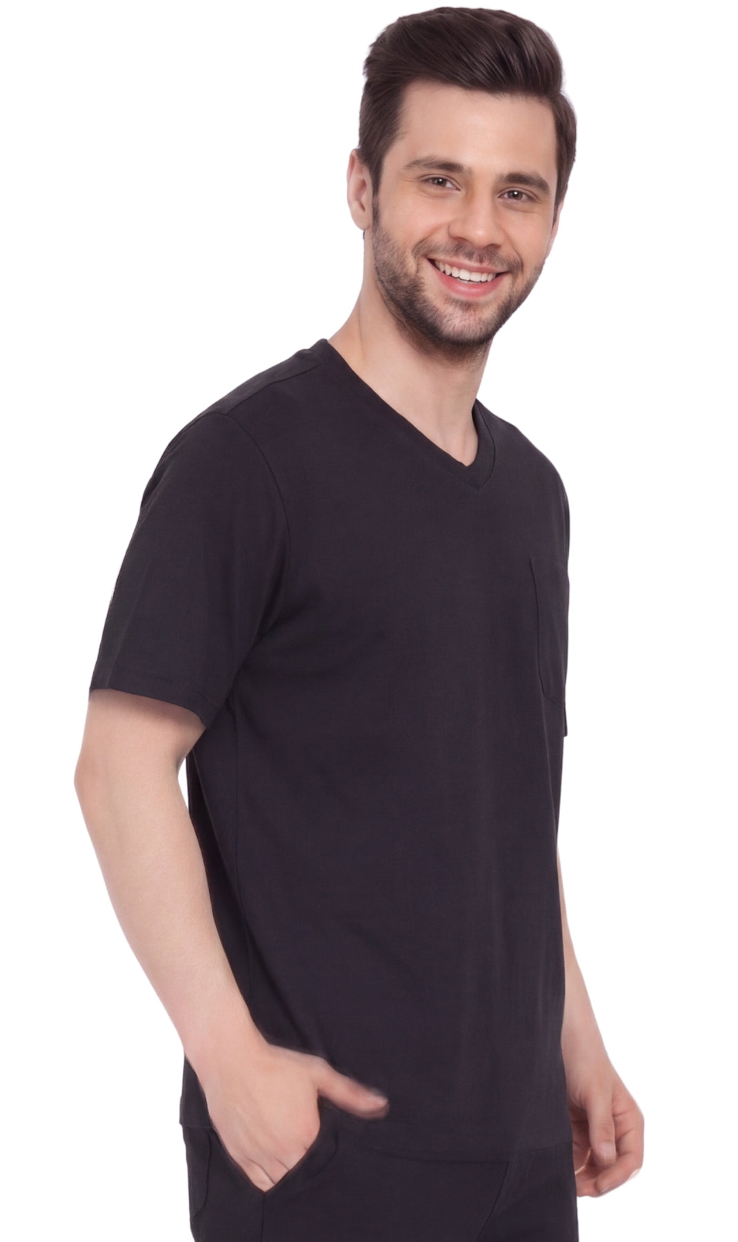 Men's Heavyweight V-Neck T-Shirt with Chest Pocket
