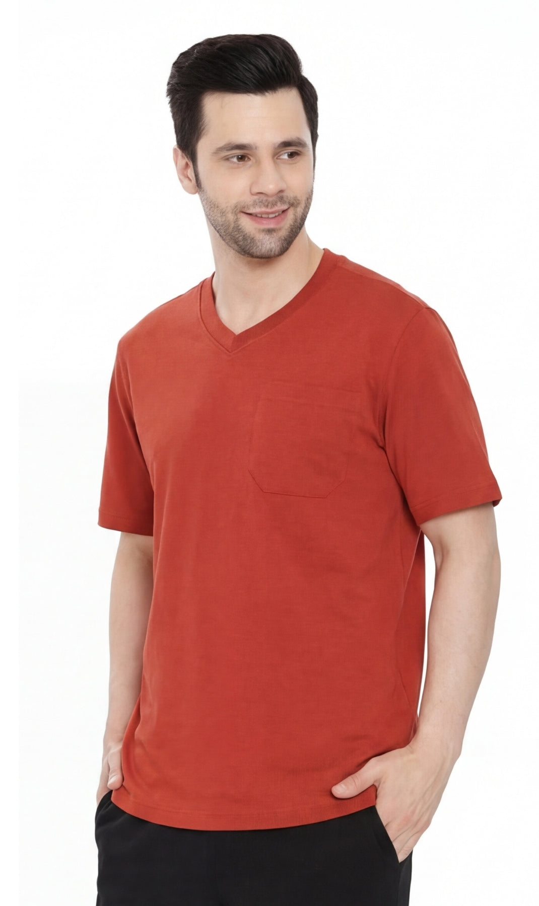 Men's Heavyweight V-Neck T-Shirt with Chest Pocket
