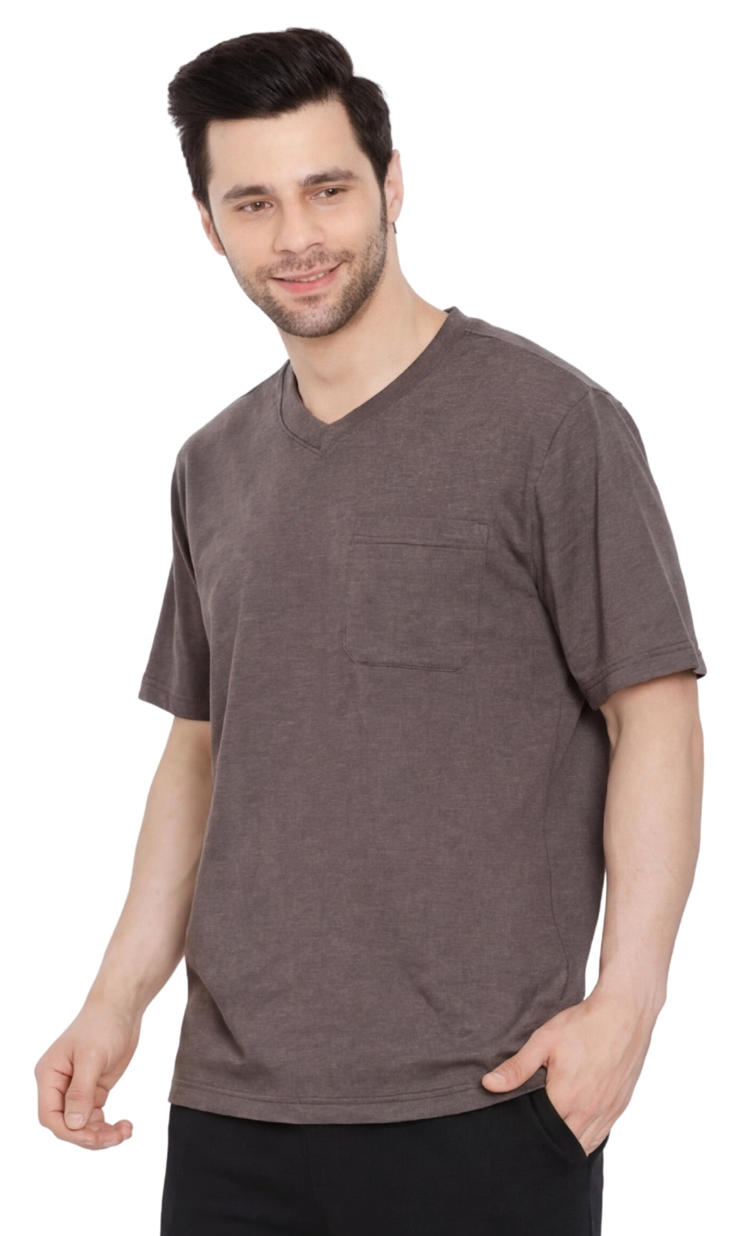 Men's Heavyweight V-Neck T-Shirt with Chest Pocket