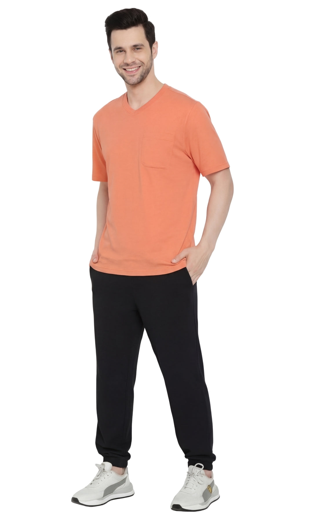 Men's Heavyweight V-Neck T-Shirt with Chest Pocket