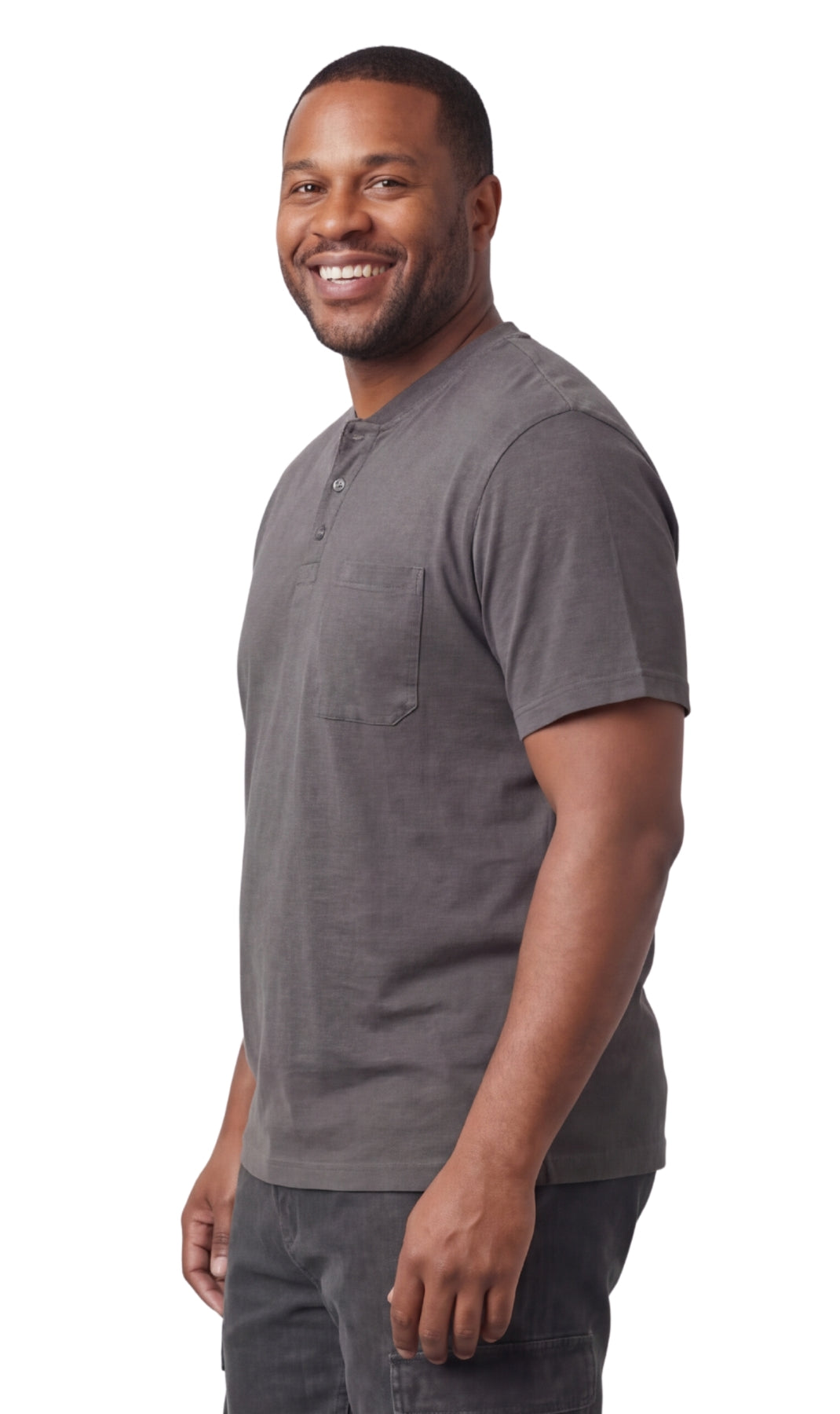Men's Relaxed Fit Henley T-Shirt with 3-Button Placket & Pocket
