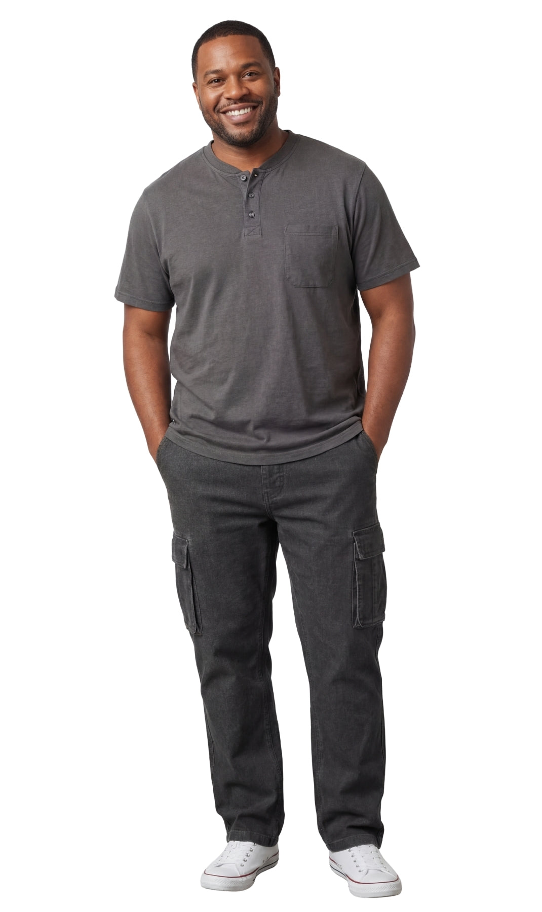 Men's Relaxed Fit Henley T-Shirt with 3-Button Placket & Pocket