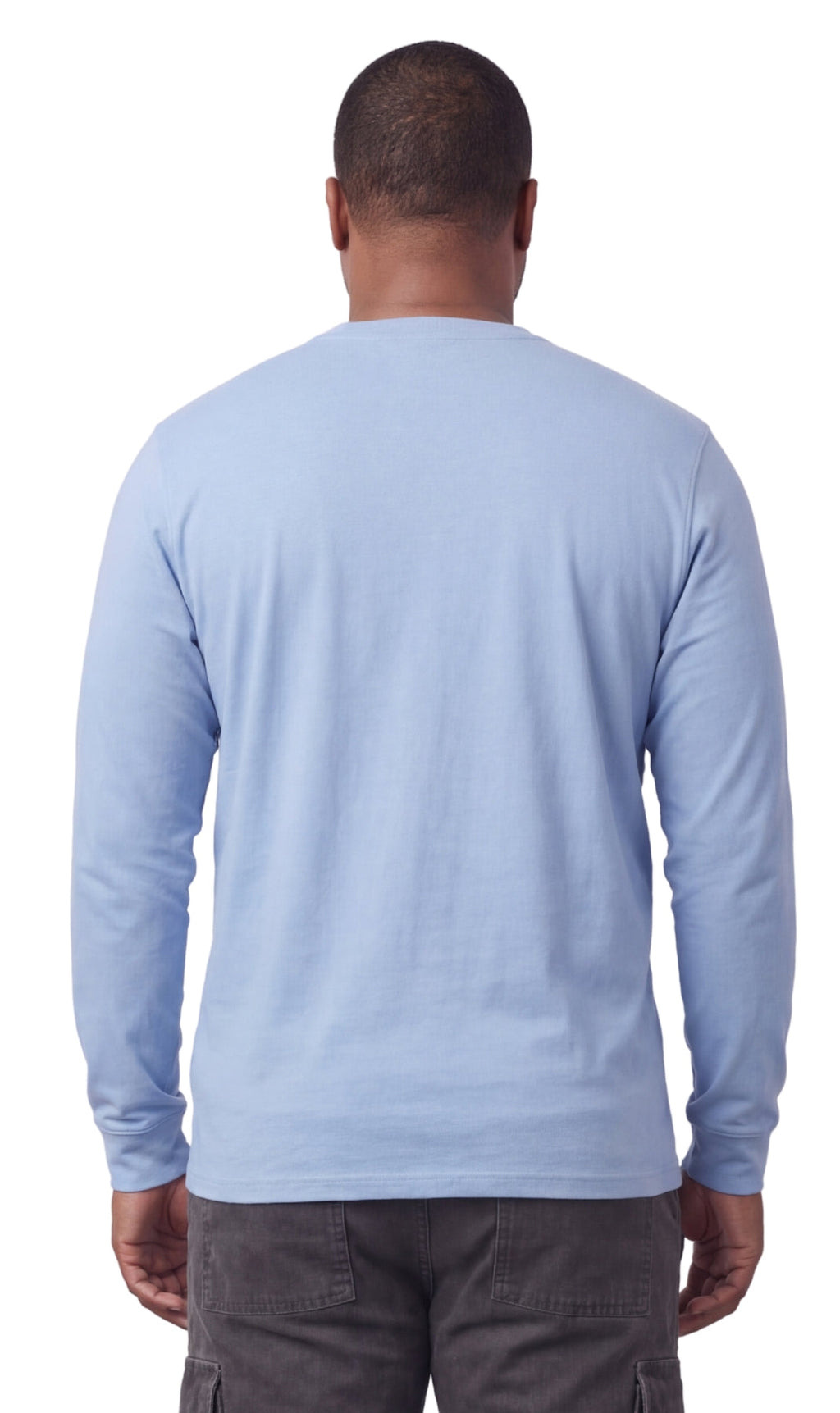 Men's Long Sleeve Henley Shirt with Chest Pocket and 3-Button Placket