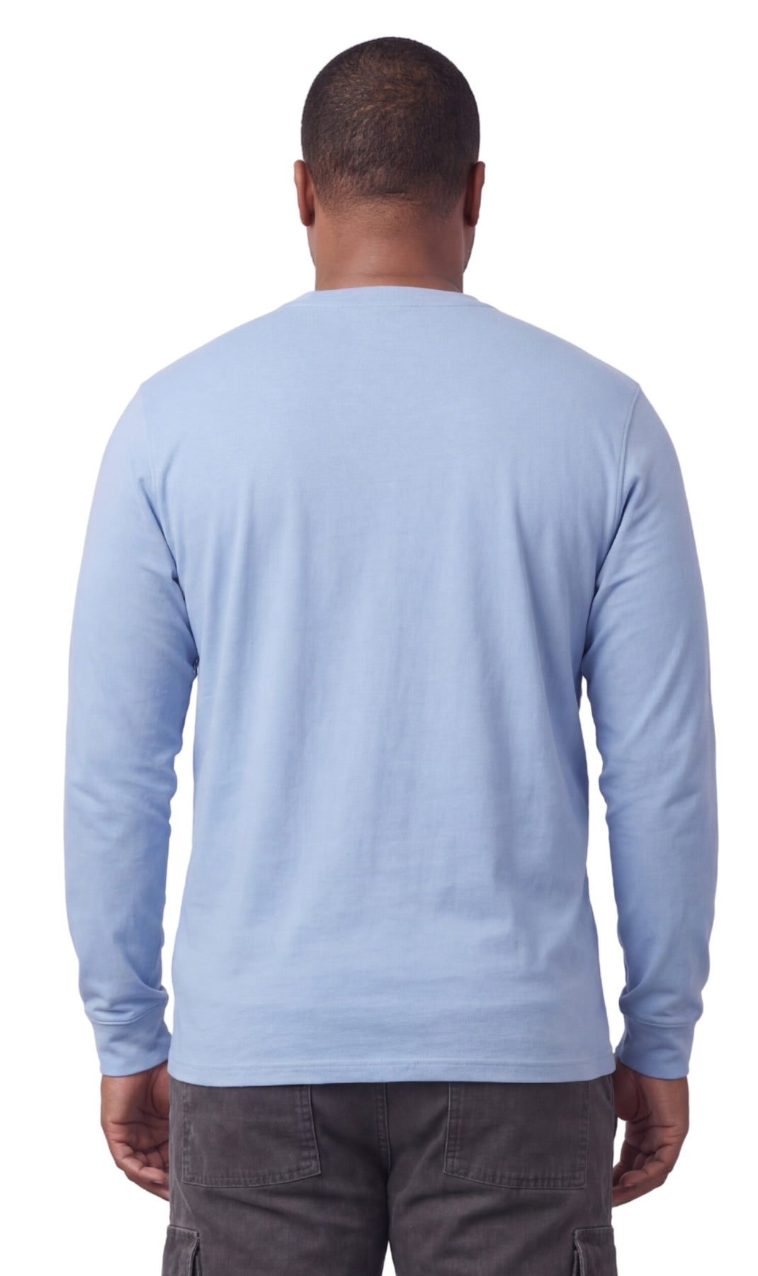 Men's Long Sleeve Henley Shirt with Chest Pocket and 3-Button Placket
