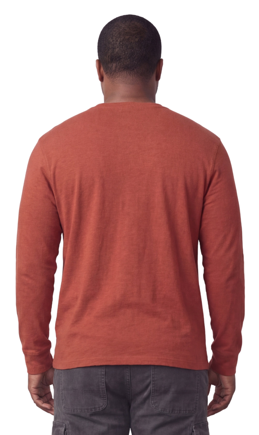Men's Long Sleeve Henley Shirt with Chest Pocket and 3-Button Placket