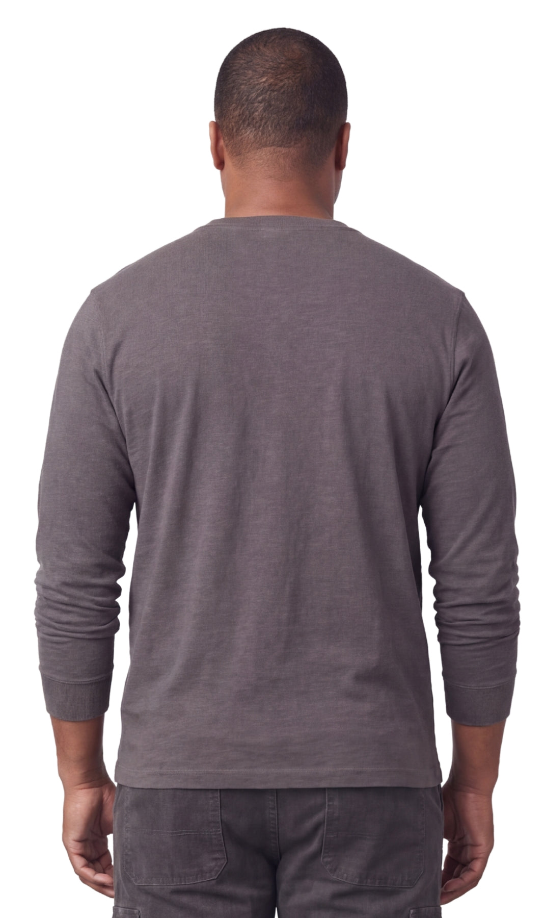 Men's Long Sleeve Henley Shirt with Chest Pocket and 3-Button Placket