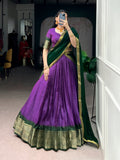 Purple Dola Chex Lehenga Choli with gold Zari weaving embroidery