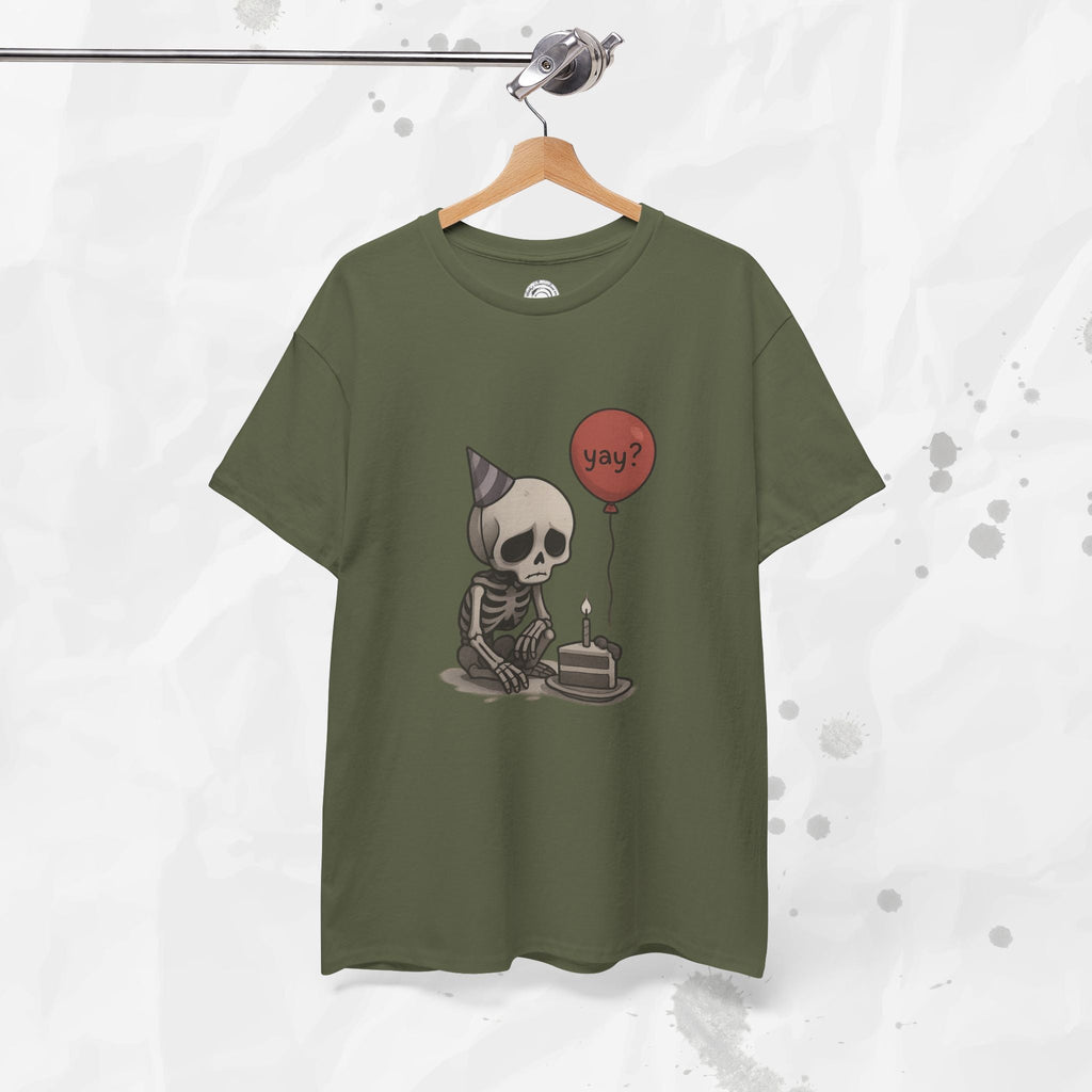 Yay? Skeleton Birthday Graphic T-Shirt - Available in Grey and Red - Image 22