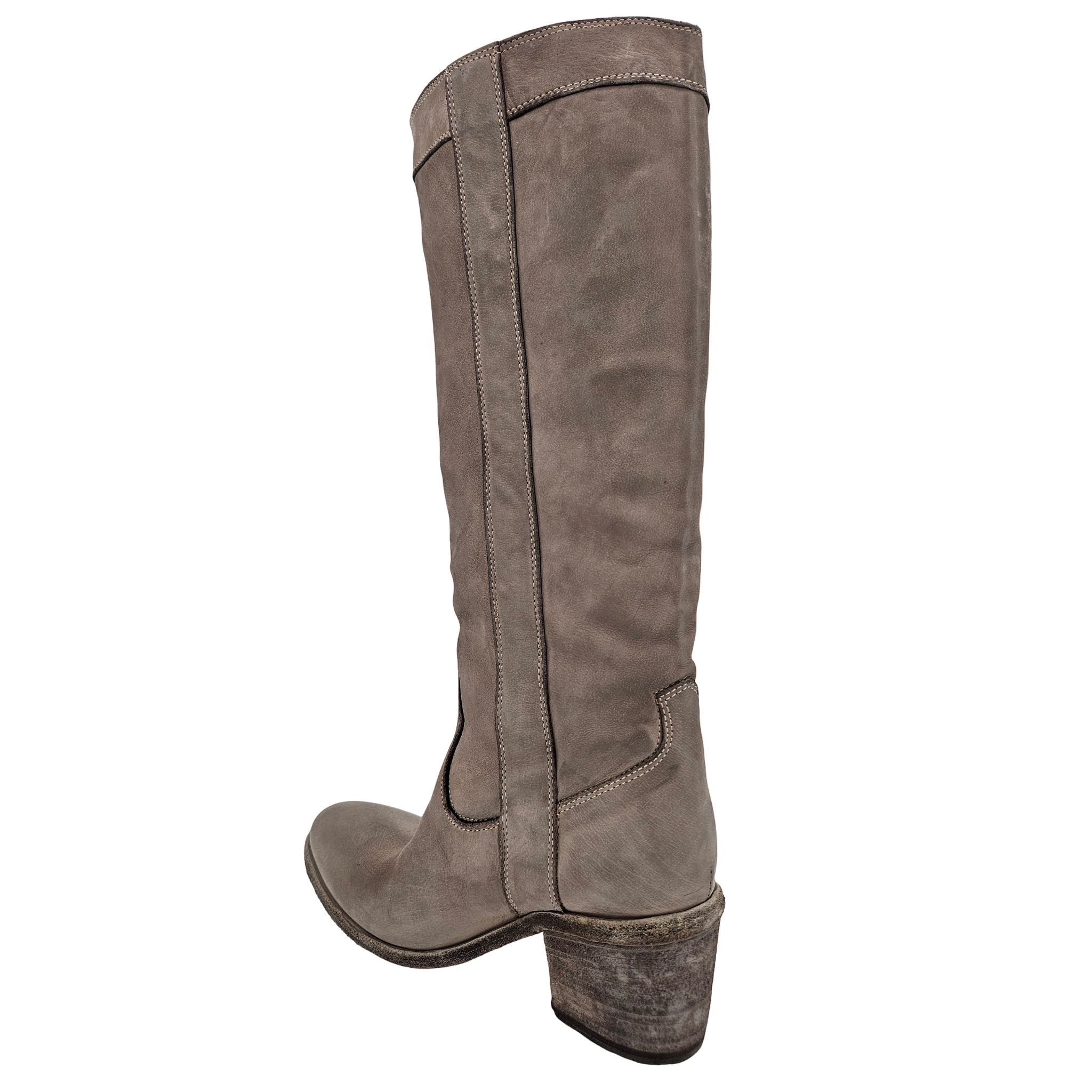 Taupe Washed Leather Knee-High Pull-on Boot
