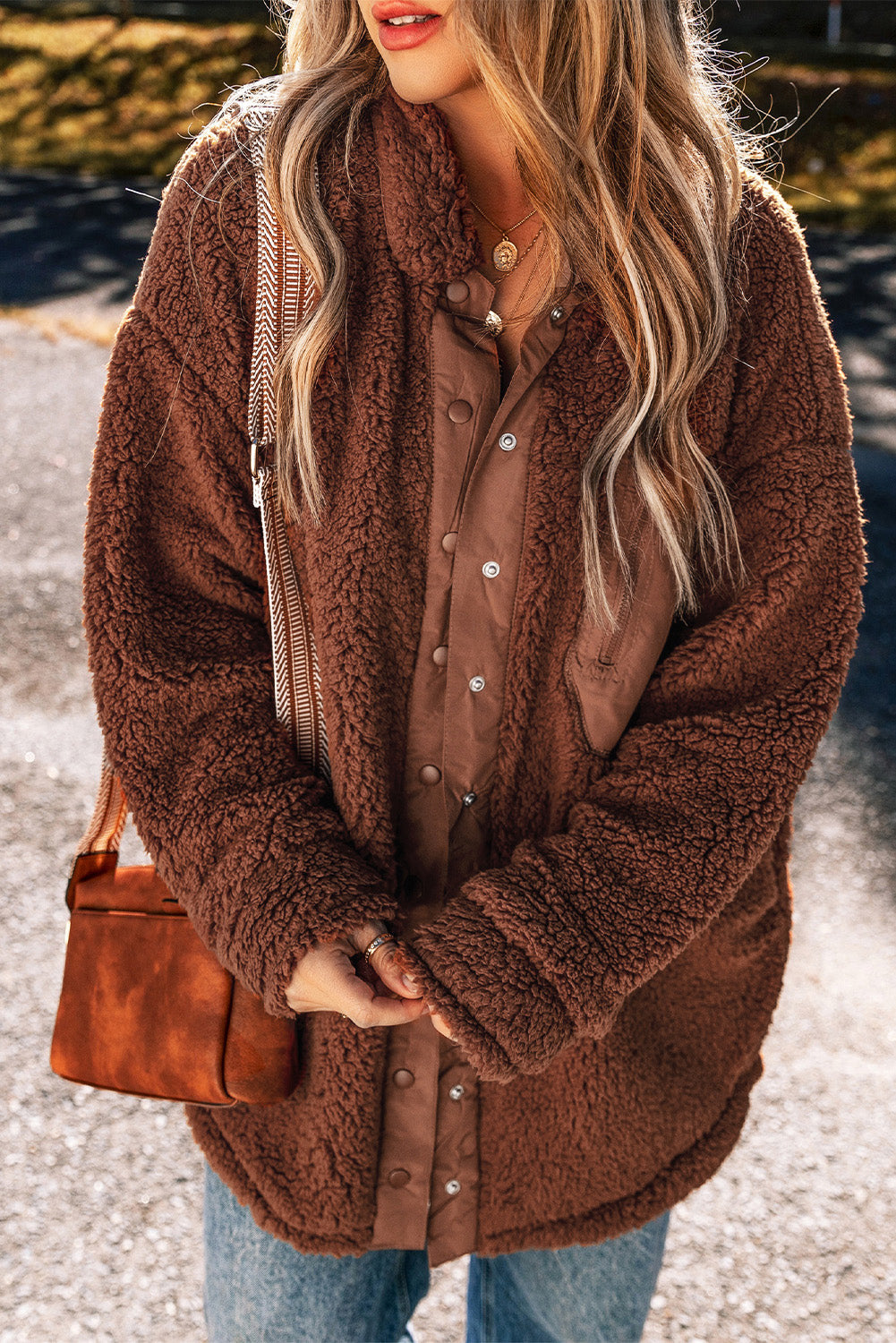 Adora Red Clay Faux Shearling Teddy Bear Jacket