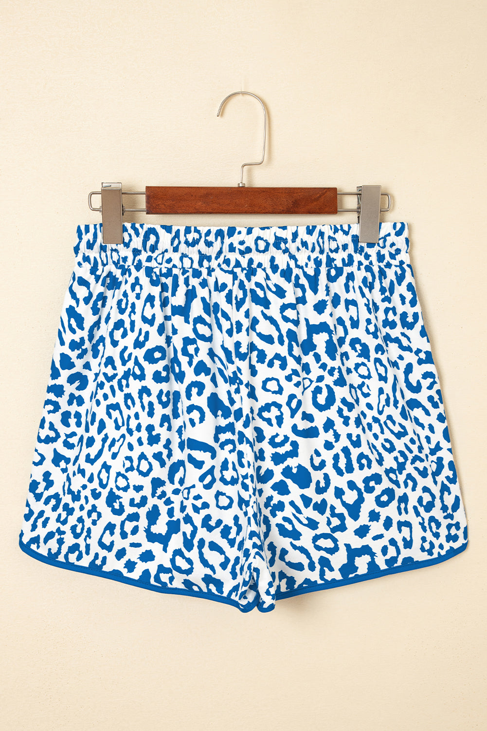Leopard Print Lace-Up Shorts with Contrast Trim & Elastic Waist