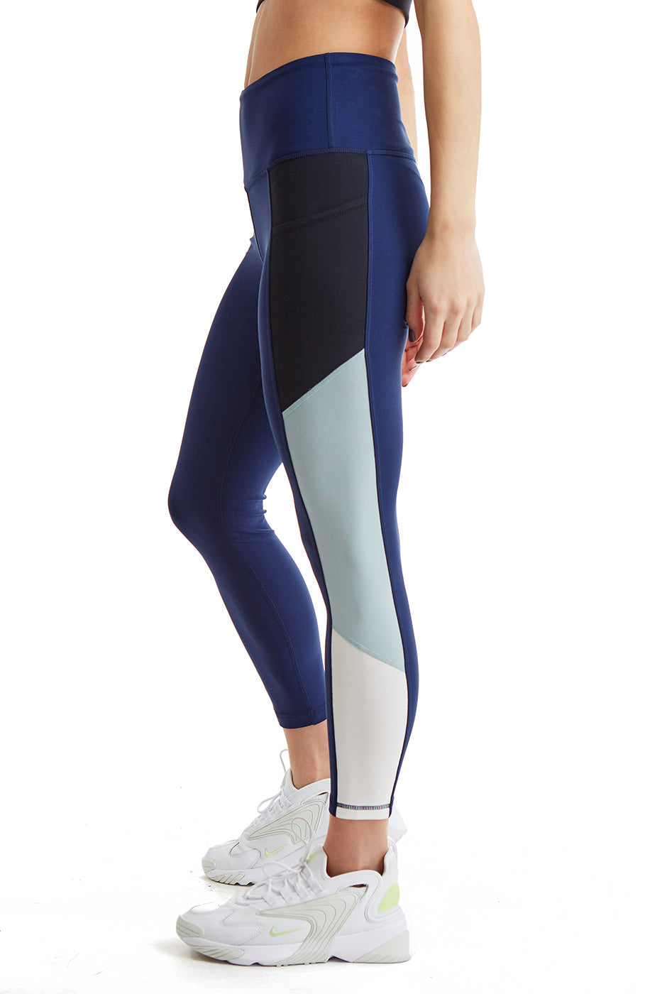 Women's Color Block Leggings with Side Panel, High Rise 24 Inch