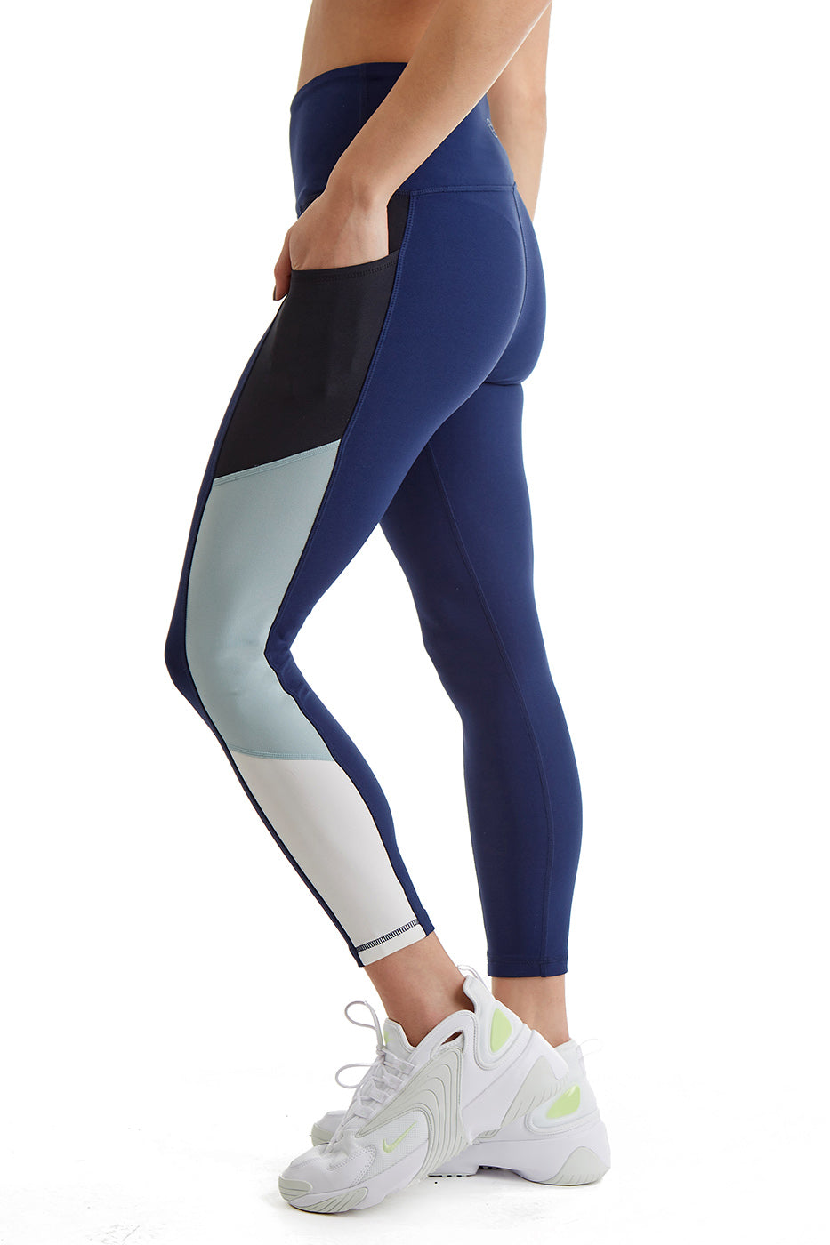 Women's Color Block Leggings with Side Panel, High Rise 24 Inch