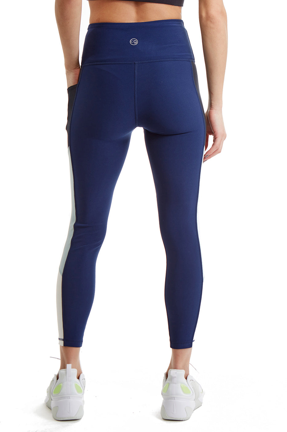 Women's Color Block Leggings with Side Panel, High Rise 24 Inch